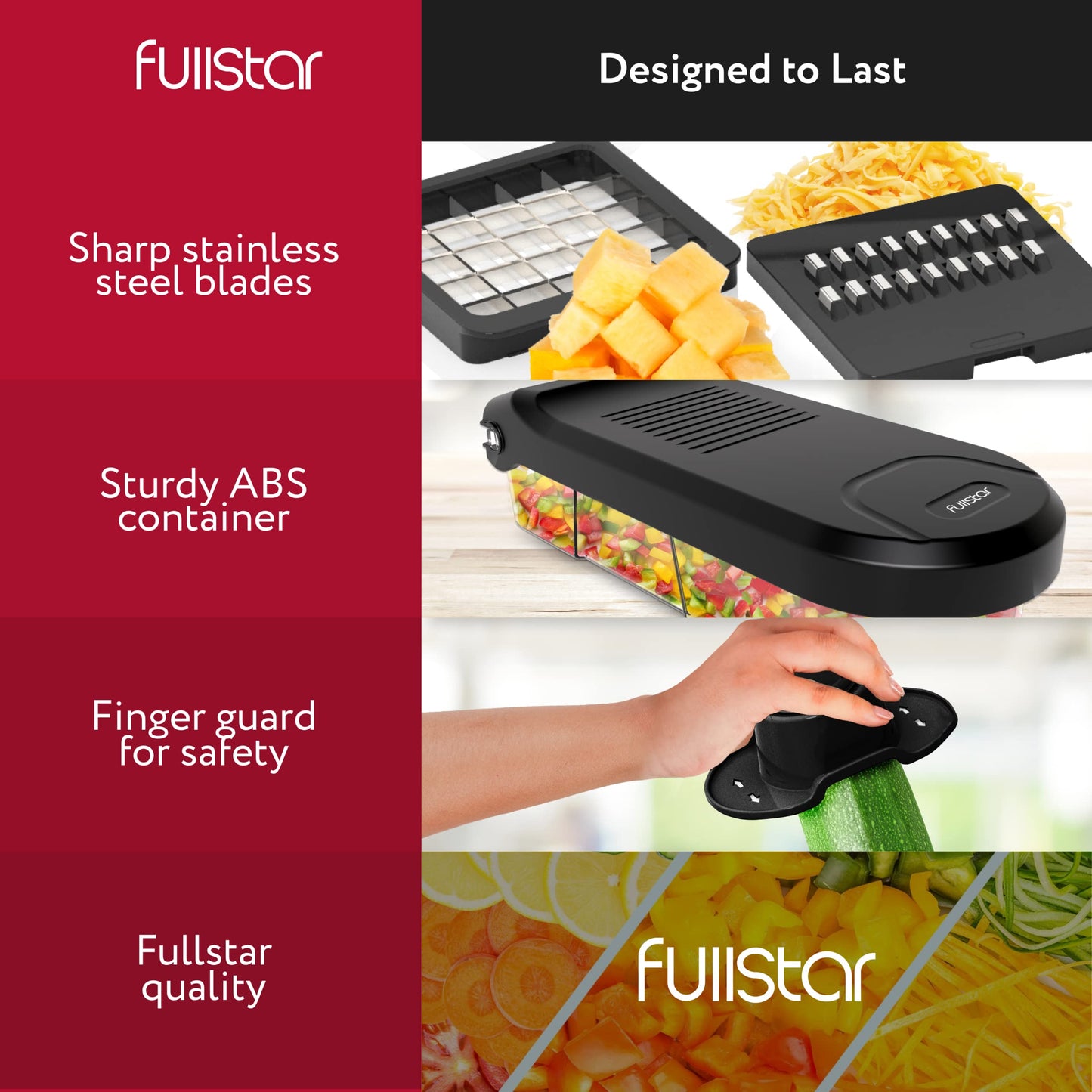 Vegetable slicer mandoline vegetable slicer cucumber slicer onion slicer potato slicer fruit slicer grater for vegetables and cheese julienne slicer (6-in-1 compact black)