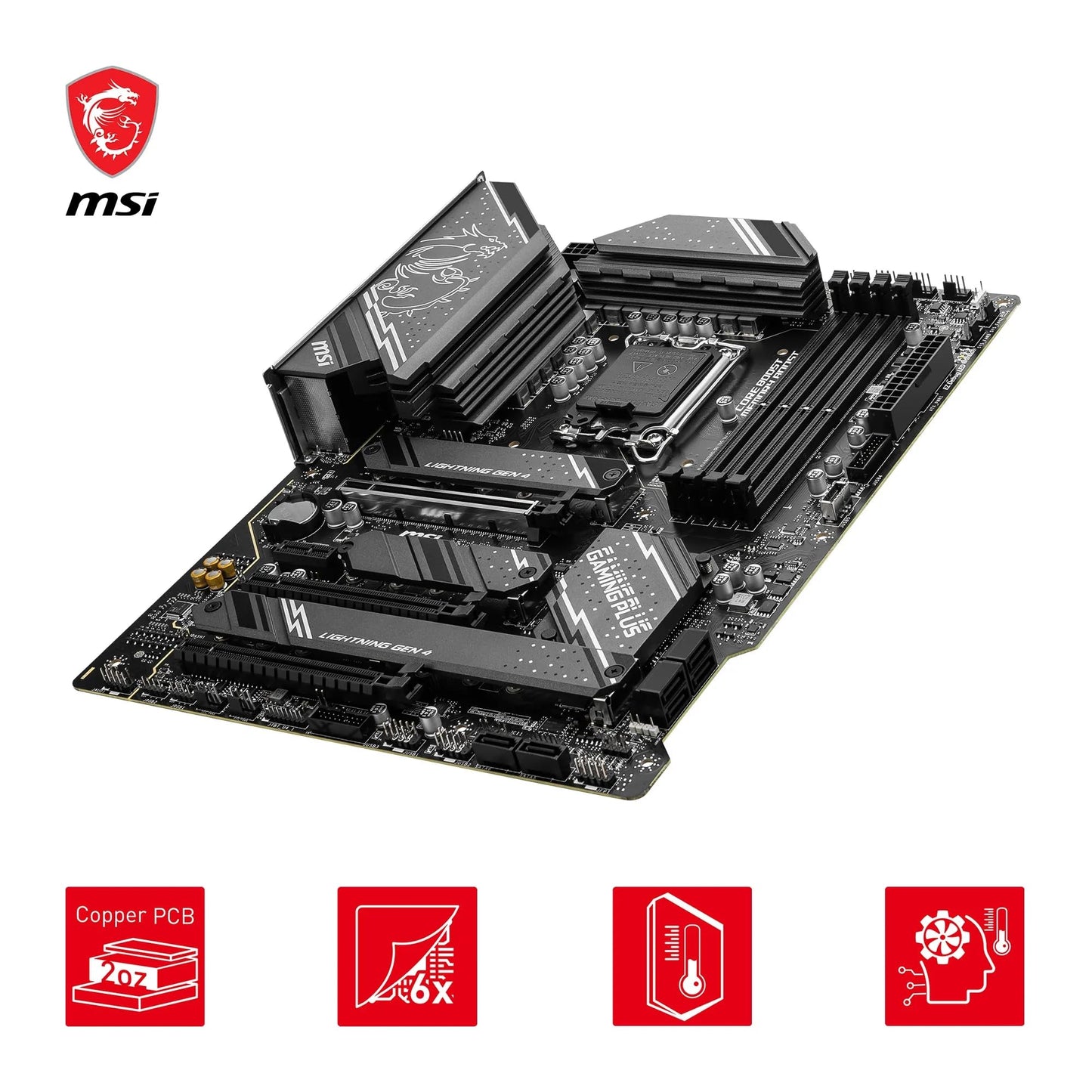 MSI Z790 GAMING PLUS WIFI motherboard, ATX - Supports Intel Core processors 12th, 13th, and 14th Gen, LGA 1700 - DDR5 Memory Boost 7200+MHz/OC, 1 x PCIe 5.0 x16, 4 x M.2 Gen4, 2.5G LAN, Wi-Fi 6E