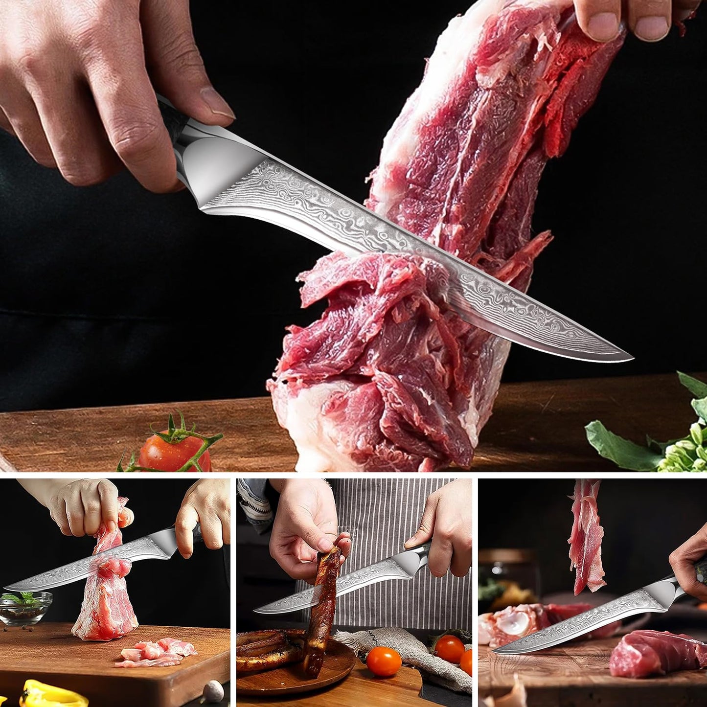 Home Safety Damascus Boning Knife - Damascus Fillet Knife I Extra Sharp 5.7" Blade Made of 67 Layers VG-10 Damascus Steel I Hand-Forged Fish Knife, Gift Box