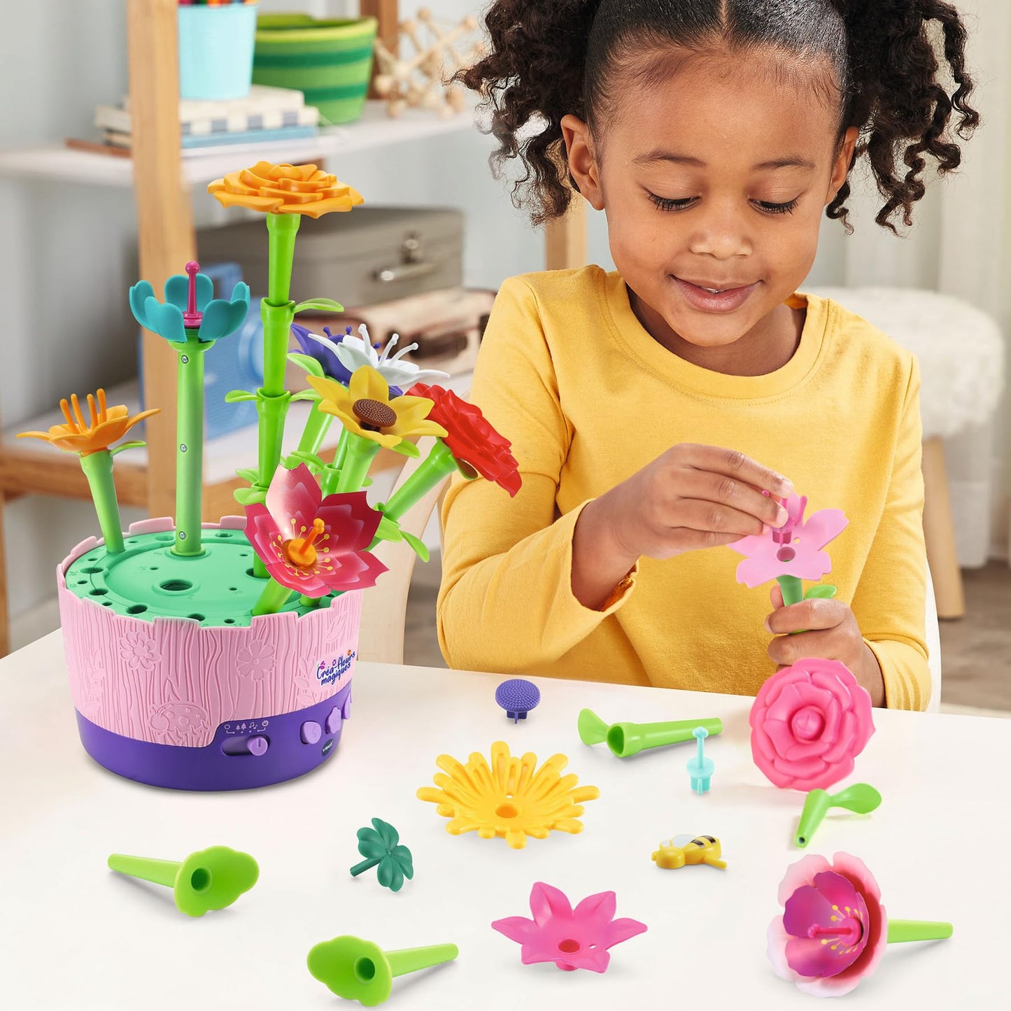 VTech - Magic Flowers, creative workshop for kids, musical flower bouquet, made from more sustainable materials, creative hobby, gift for children aged 4 to 10 years - content on