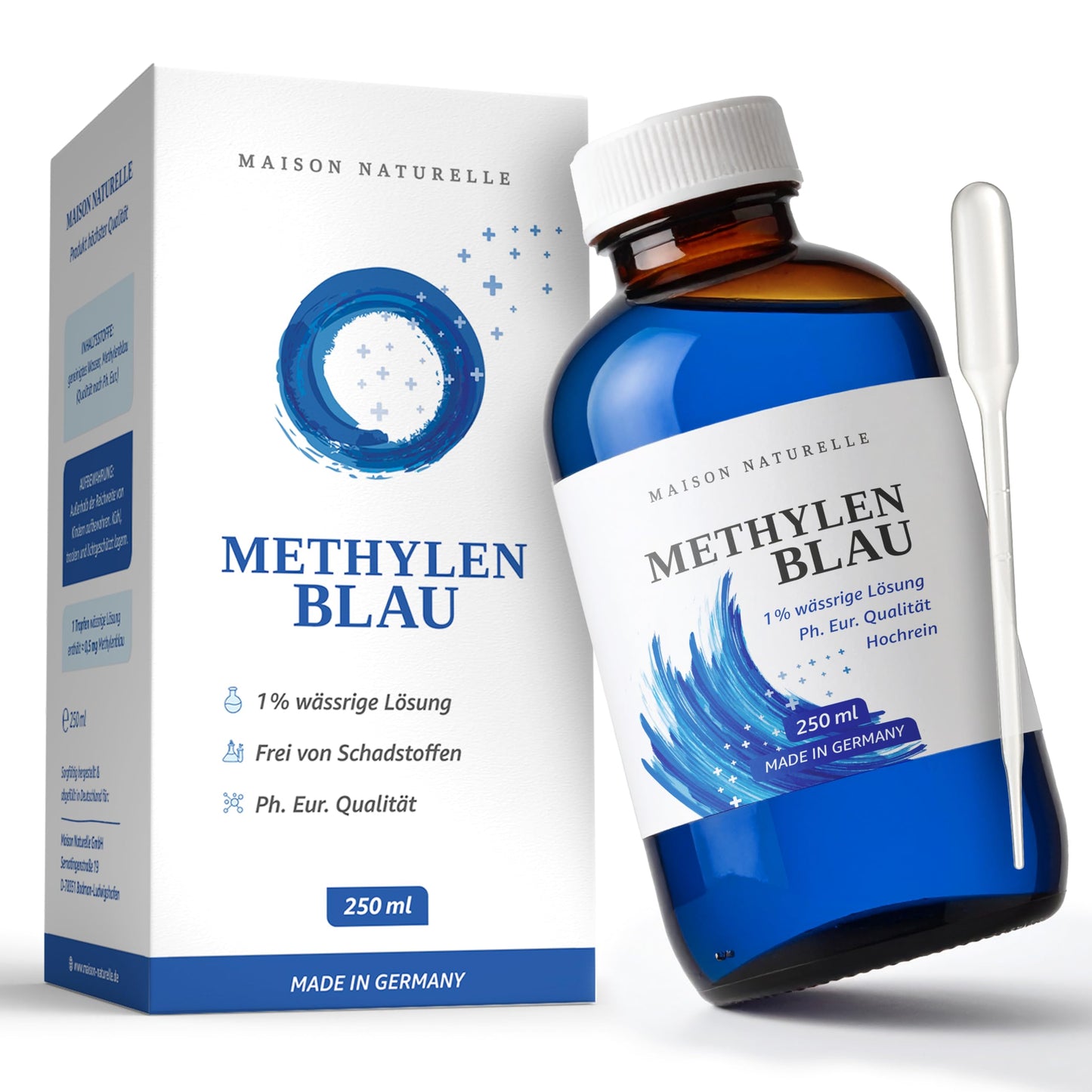 Methylene blue (250ml) high-dose drops | Solution with 99.9% purity | High-dose Methylene Blue | Methylene Blue 1% Solution