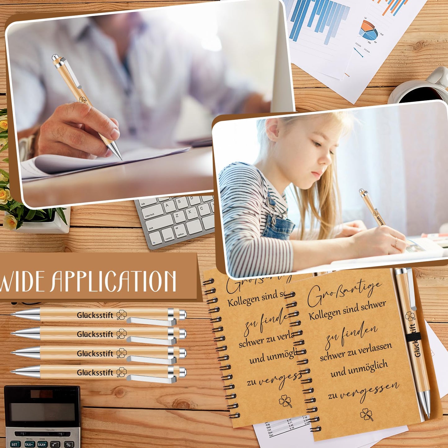 Sinmoe 6 Piece Farewell Gift for Colleagues Gift for Coworker Job Change Employee Thank You Spiral Notebook Lucky Pen Wood Ballpoint Pen (Great colleagues are hard to find)