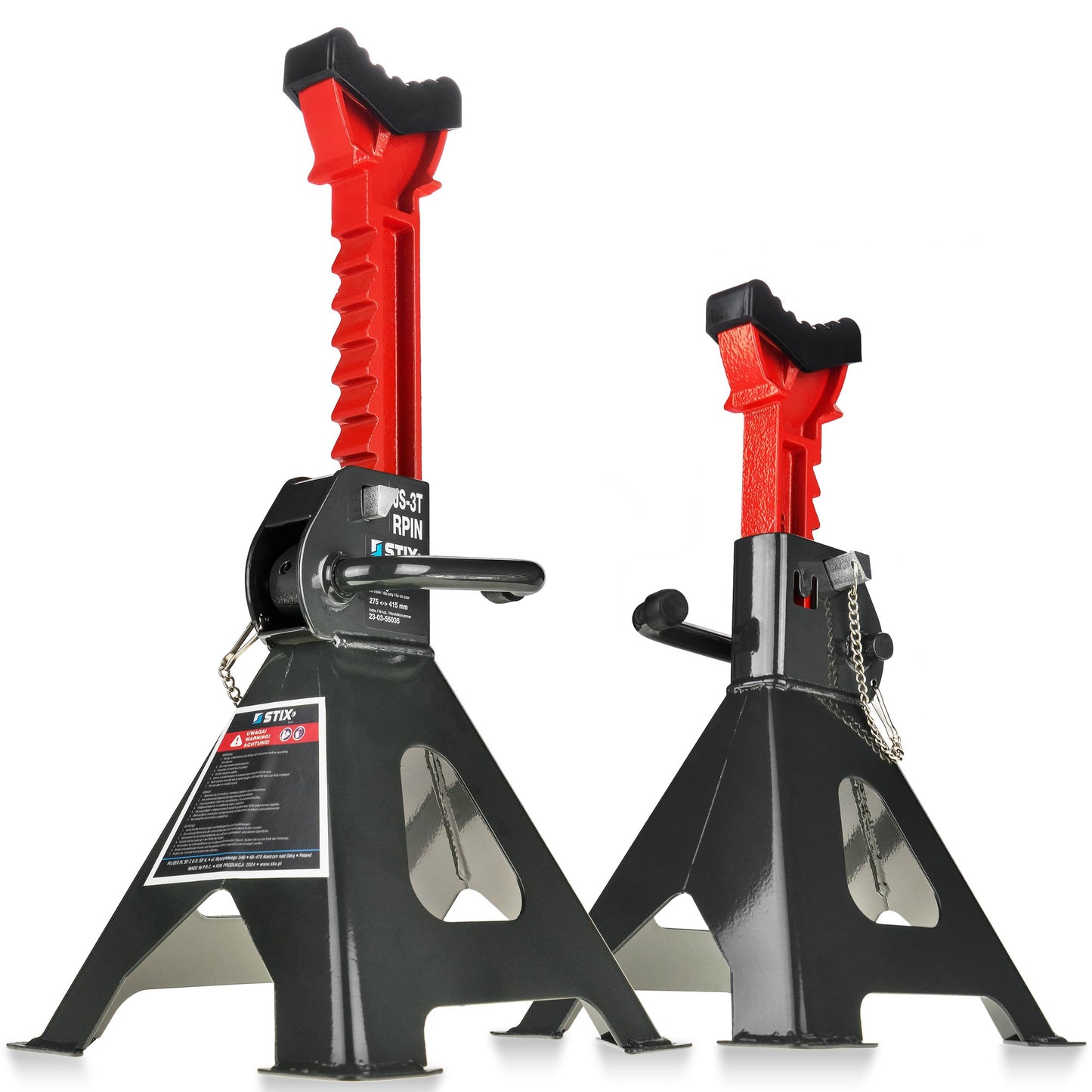 2X Jack stands with rubber - 3T support stands - Height adjustable from 295 mm to 425 mm - Jack stand base - Car stands for vehicles - Support foot