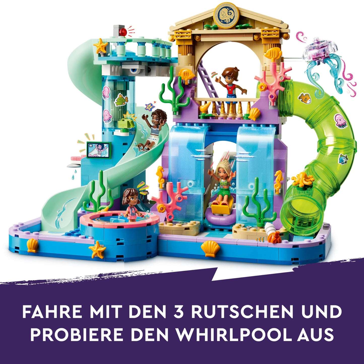 LEGO Friends Heartlake City Water Park - Kids toy with 4 minifigures - Set with 3 water slides and lots of fun summer accessories - Gift for girls and boys 8+ years - 42630