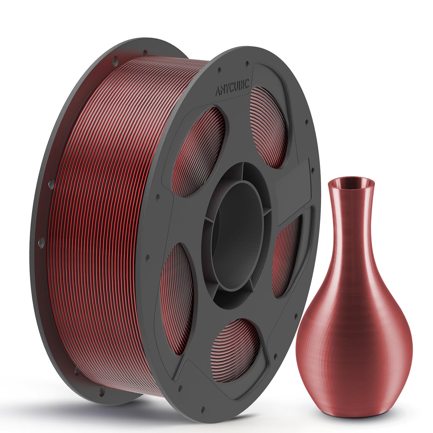 ANYCUBIC Silk PLA Filament, Dual Color Silk Filament 1.75mm, Controllable Gloss 3D Printer Filament, Silky Textures Gorgeous Color 1KG Silk Black Red