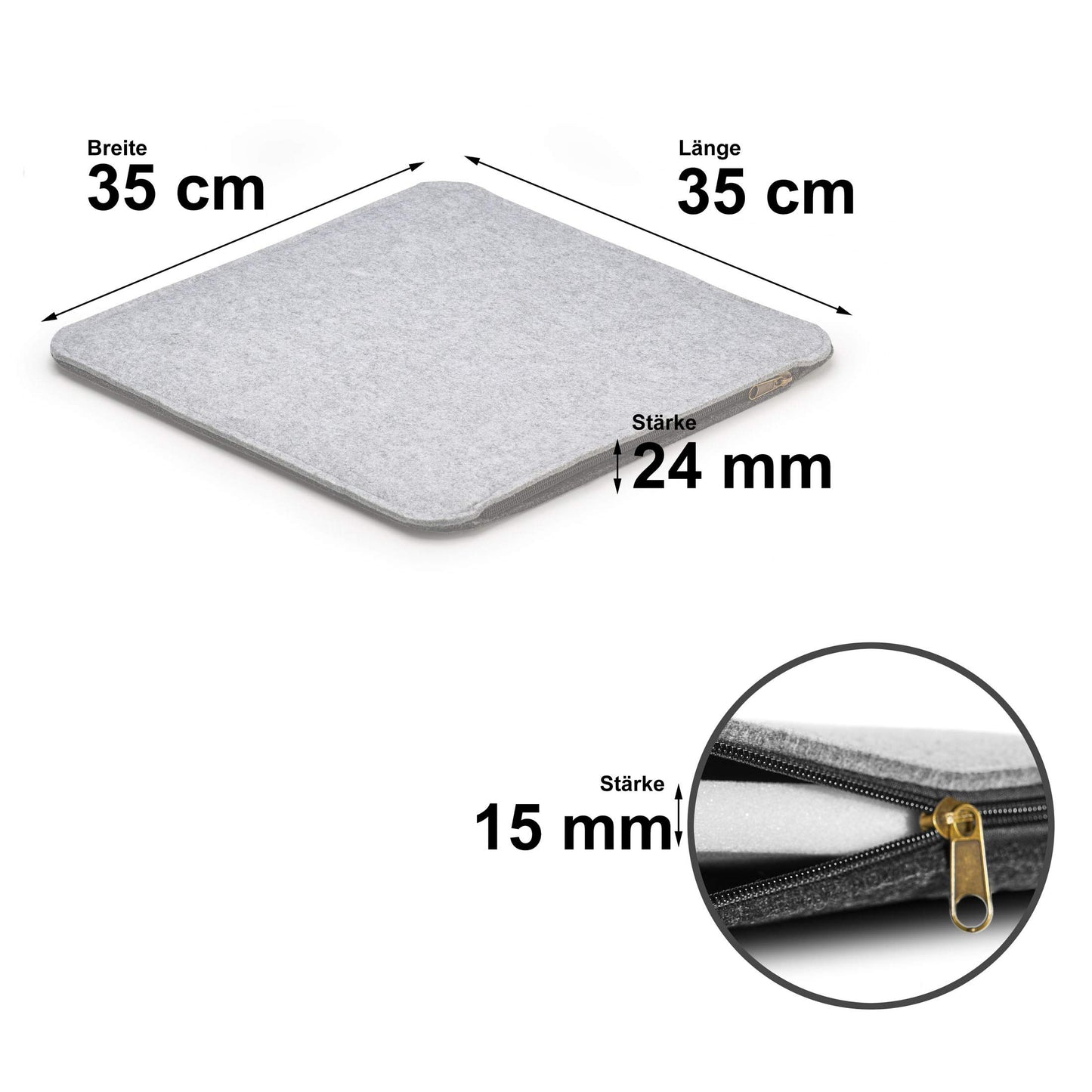 AMARE Home 6-piece set seat cushions felt reversible, 35 x 35 cm, dark gray / light gray.
