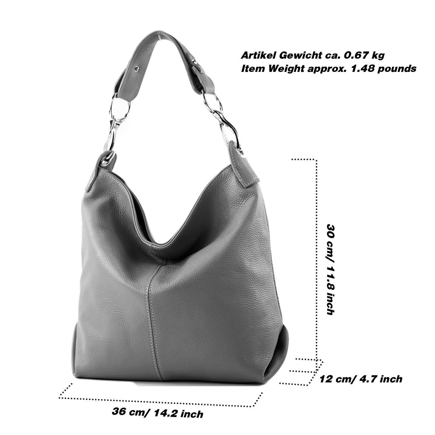 modamoda de T168 women's leather shoulder bag handbag medium handmade in Italy, color: light gold metallic
