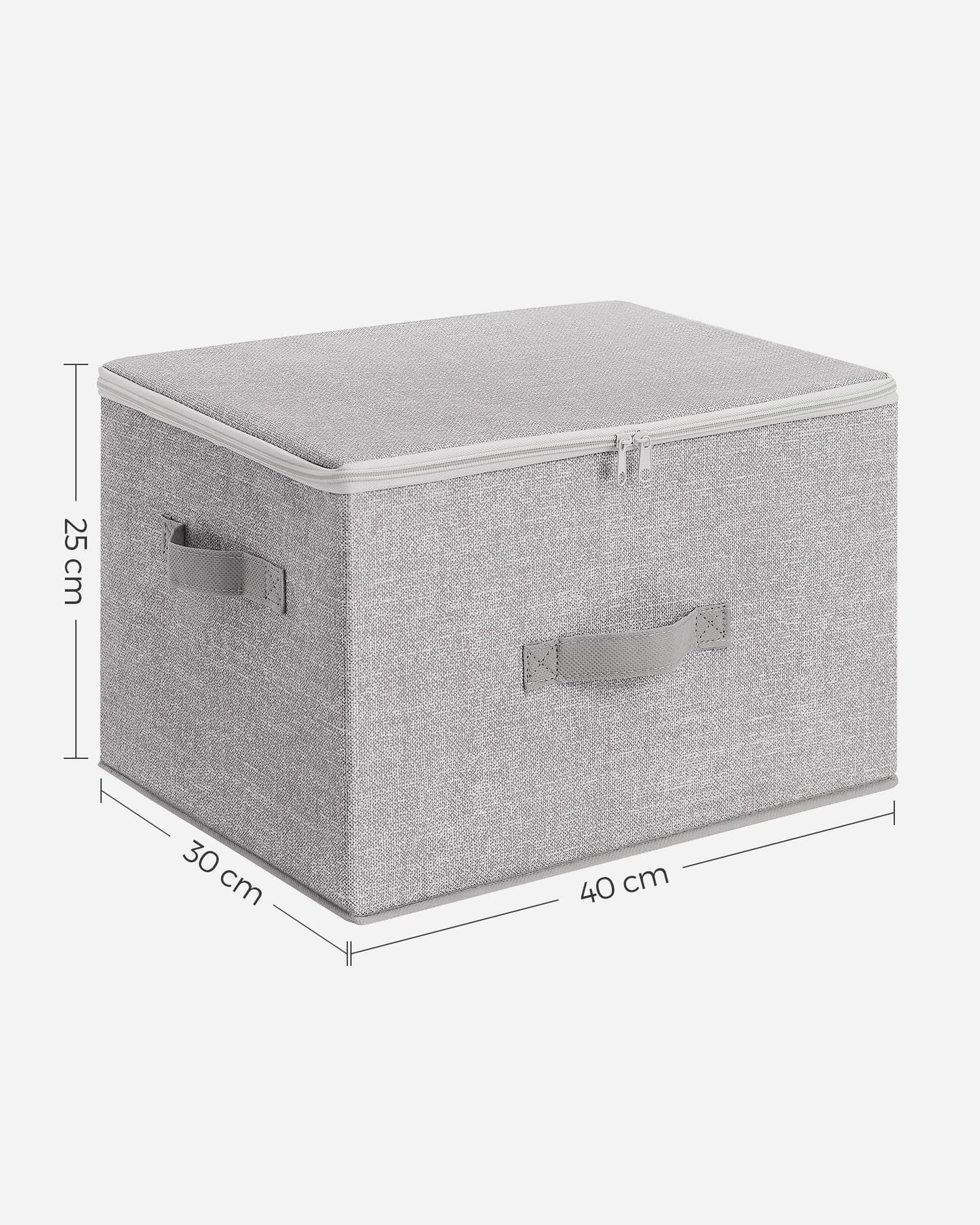 SONGMICS Storage Box with Lid, 3-Pack, Foldable Fabric Box with Handles, Storage for Clothes, 40 x 30 x 25 cm, Non-woven Fabric, Dove Grey RZB003W01