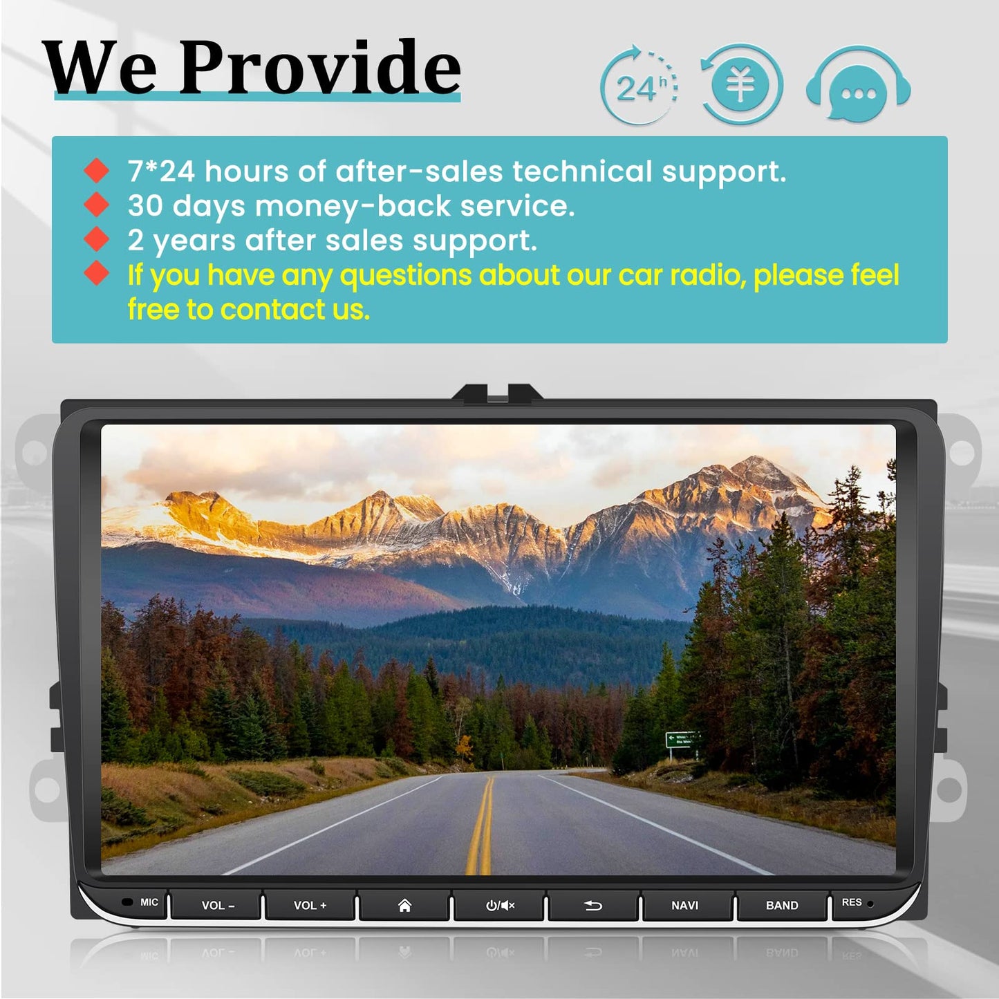 9 inch 2 Din Android car radio for VW Golf 5 6 7 Polo T5 Caddy RCD Passat Skoda Seat, touchscreen radio with navigation Bluetooth Mirror Link FM USB RCA GPS WiFi + rear view camera