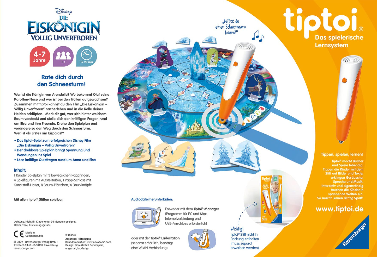 Ravensburger tiptoi Game 00116 - Disney Frozen - For ages 4 & tiptoi Game 00134 - Puzzle for little explorers: Disney Frozen - 2x24 pieces kids puzzle for ages 4.