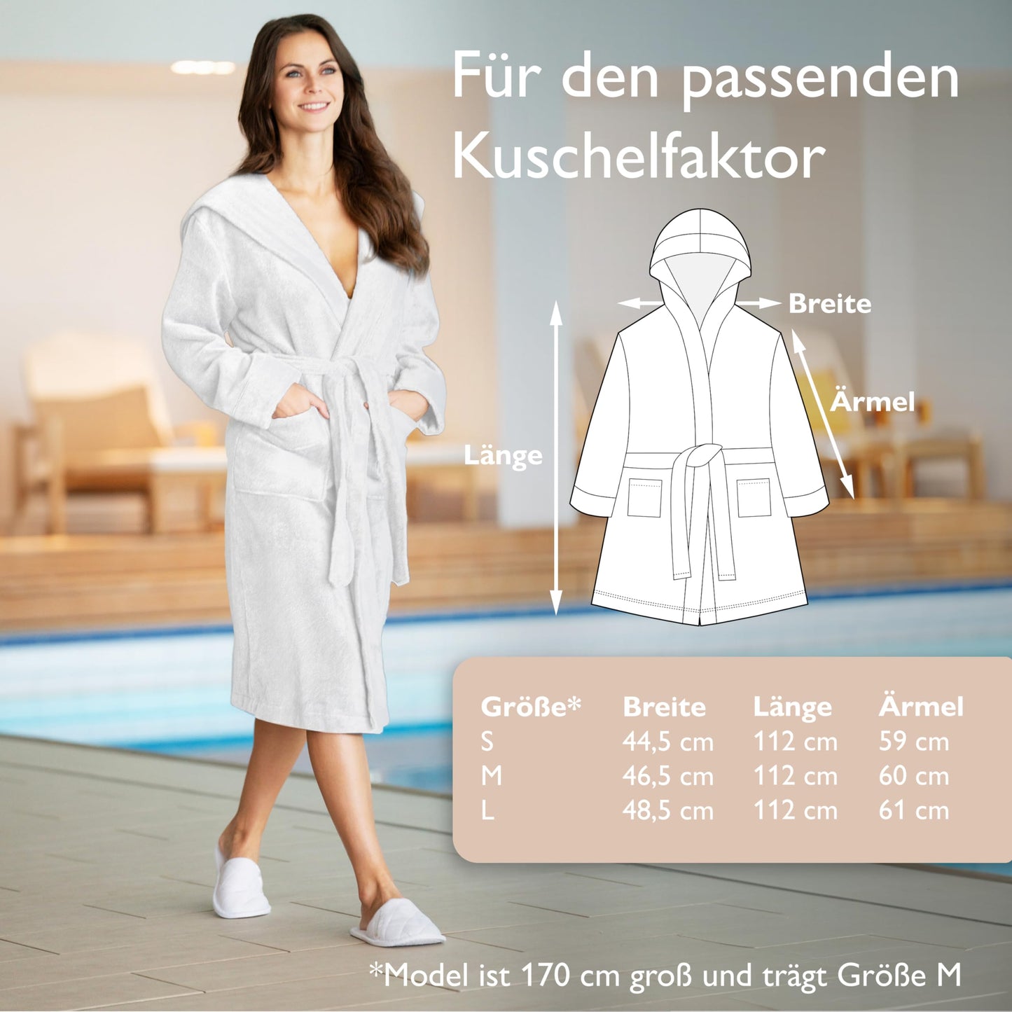 Liebenstein® Premium bathrobe for women made of 100% soft cotton with hood - elegant fit available in 3 sizes for the perfect cozy factor - women's fluffy & soft bathrobe.