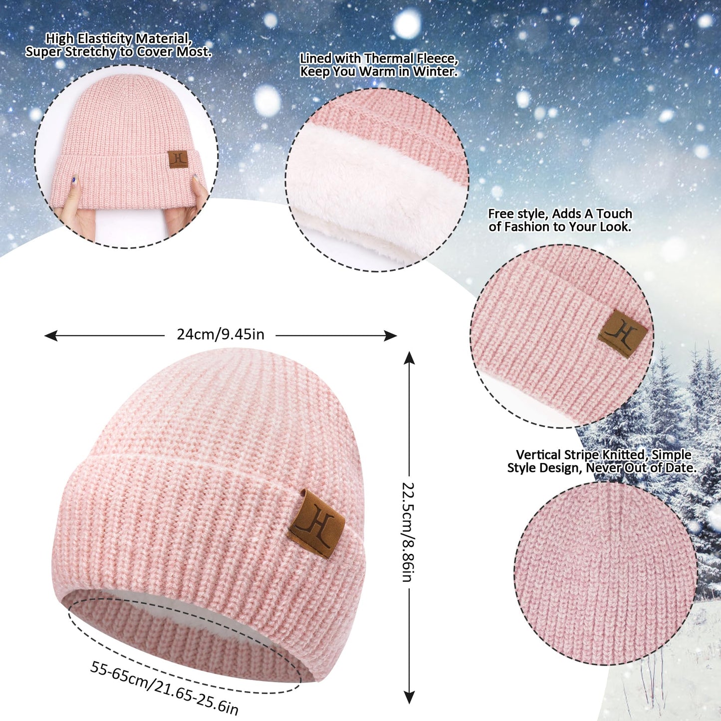 ZASFOU Women's Winter Hat Scarf Touchscreen Gloves Set Thermal Beanie Knit Tube Scarf Winter Gloves Gift for Women