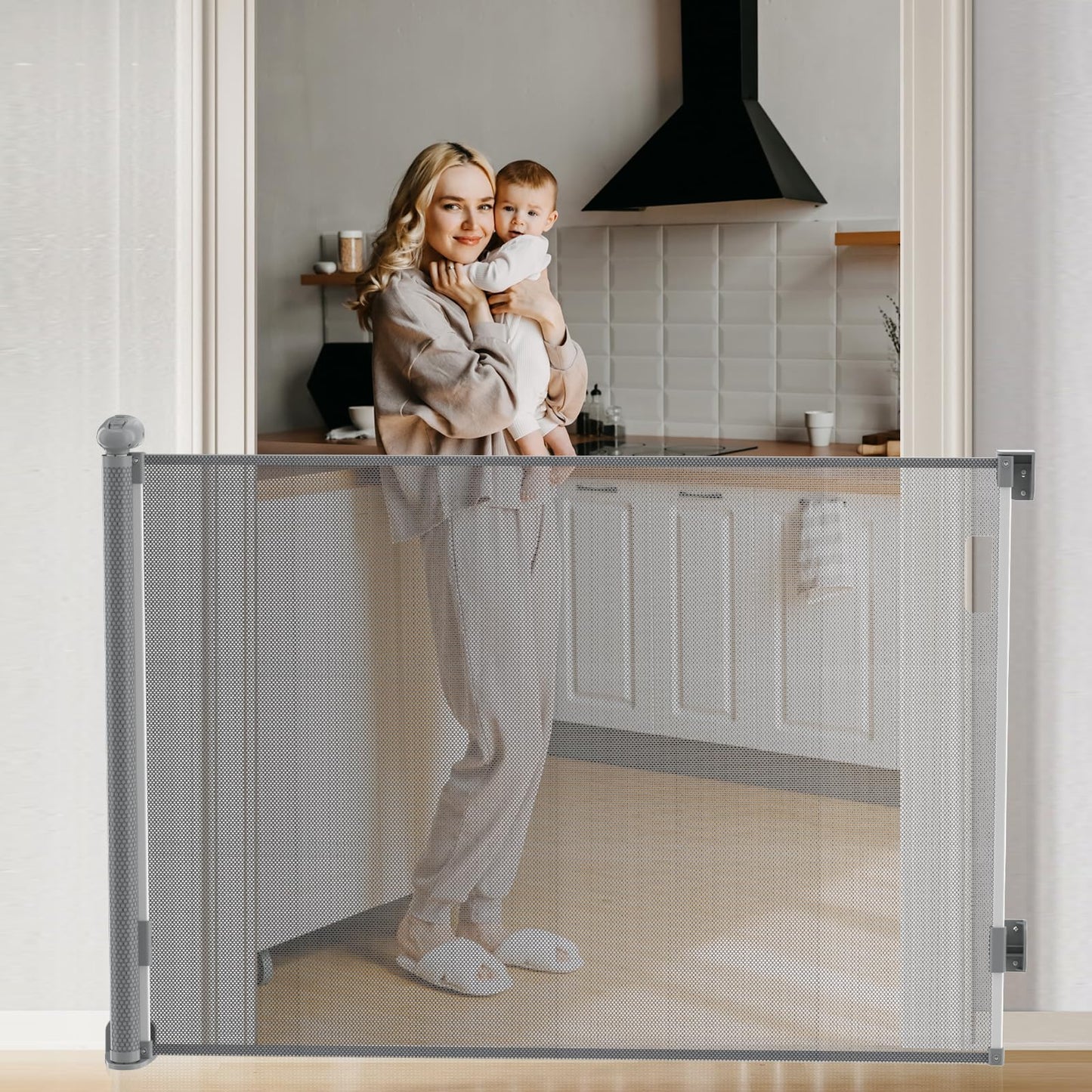 Muaket stair gate/door gate retractable 0-170CM, gray