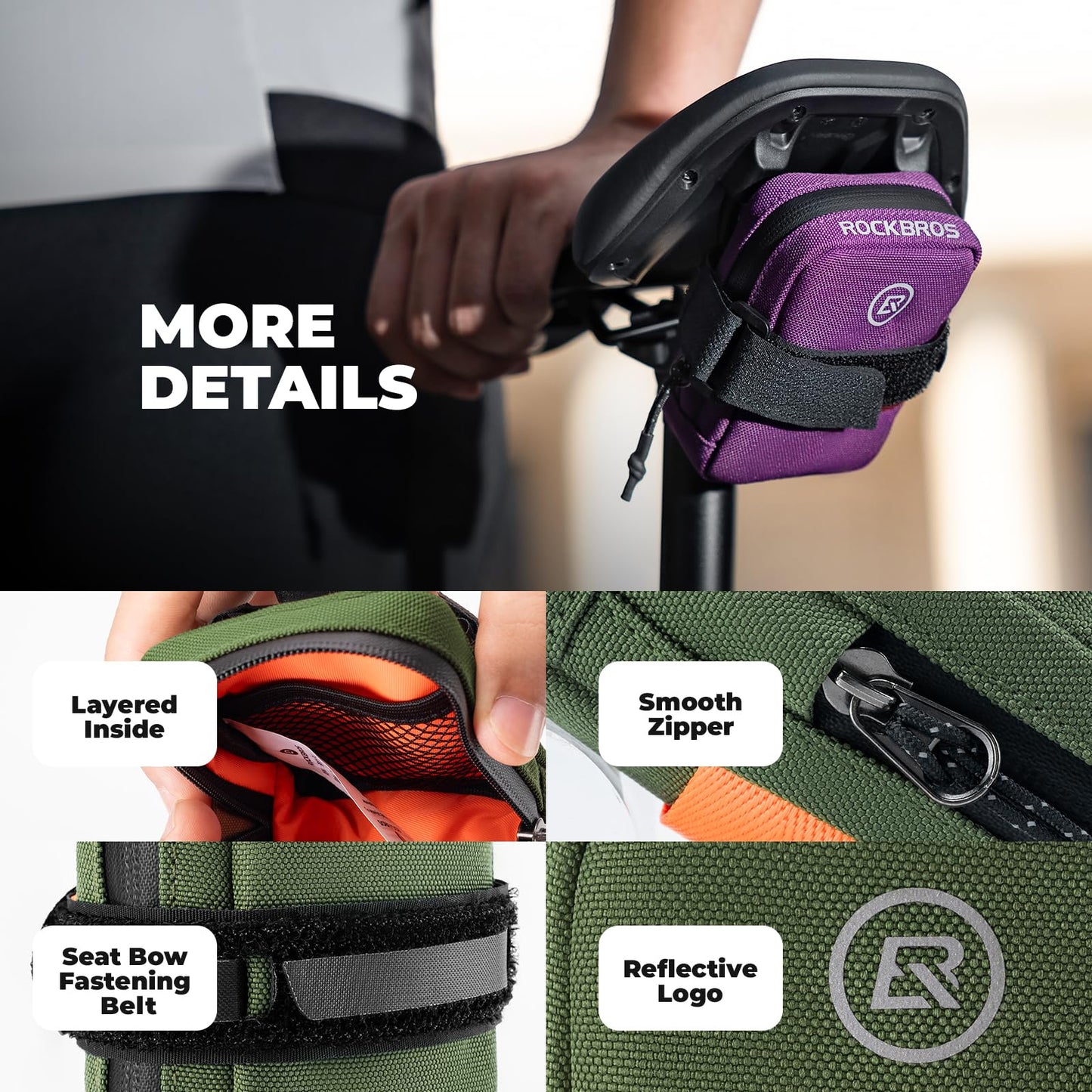 ROCKBROS bike saddle bag Mini Portable Bicycle Saddle Bag Compact Storage Bag Road Bike Mountain Bike Saddle Bag Bike Accessories