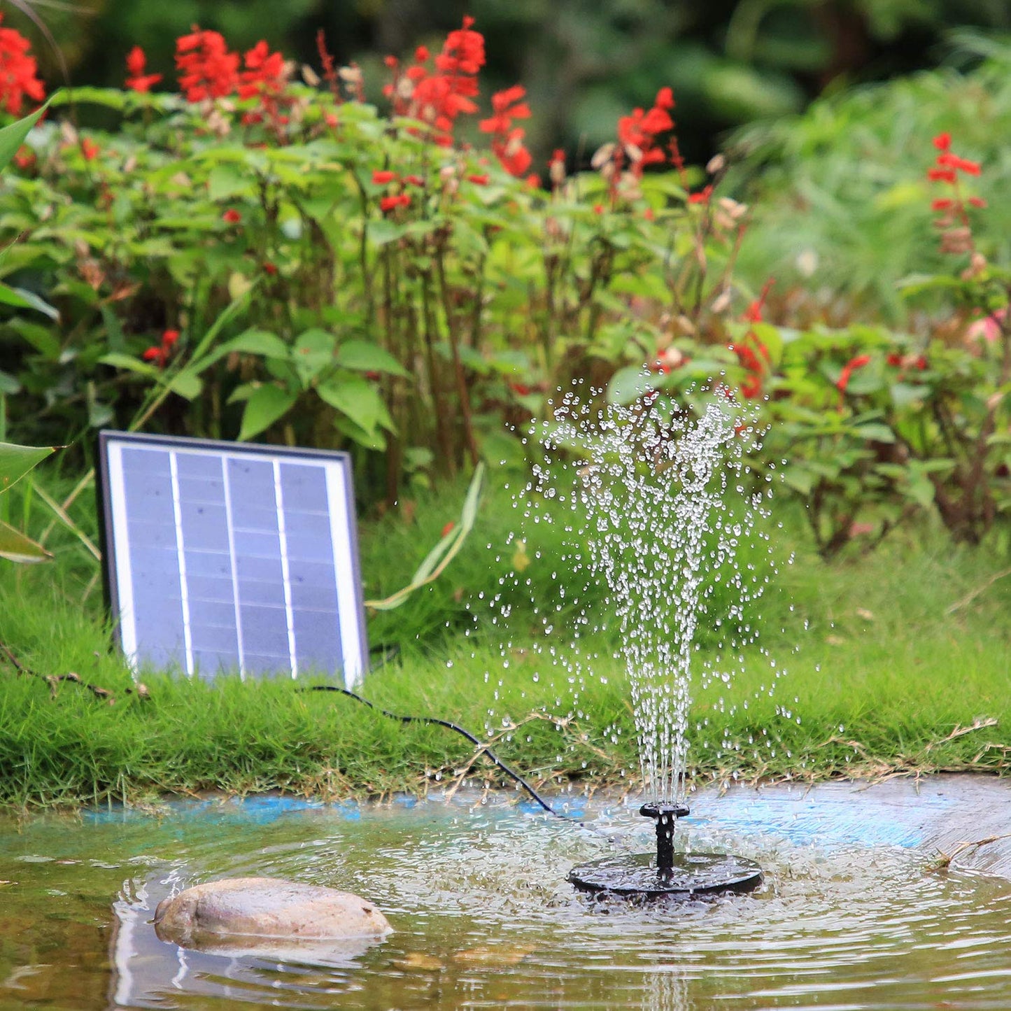 AISITIN 6.5W Solar Fountain with Built-in 1500mAh Battery Upgraded Pond Pump, Floating Fountain Pump with 6 Fountain Styles for Garden, Bird Bath, Pond, Fish Tank