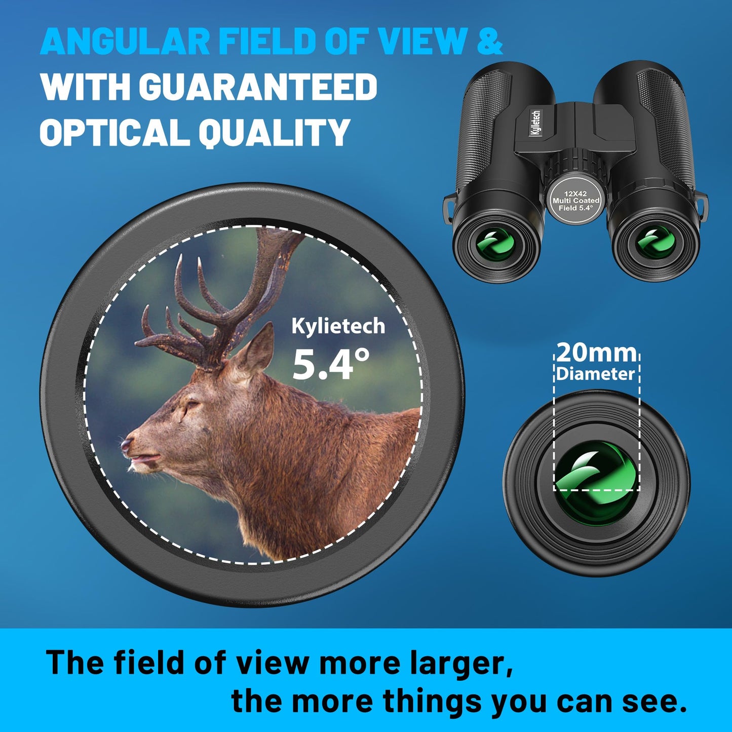 Adult binoculars, Kylietech 12x42 binoculars with tripod, Waterproof bird-watching binoculars with BaK-4 prisms, FMC lens, phone adapter for photography, star gazing.