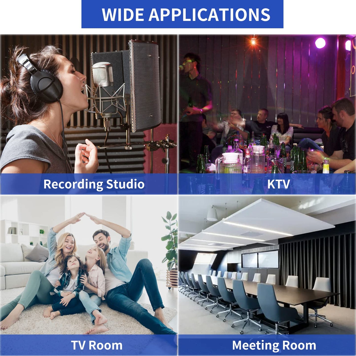 Rdutuok 12 Pieces Acoustic Panels, 30 x 30 x 1 cm High Density Acoustic Panel Soundproofing Panels for Recording Studio, Office, Studio, Sound Treatment, and Wall Decoration (Black)