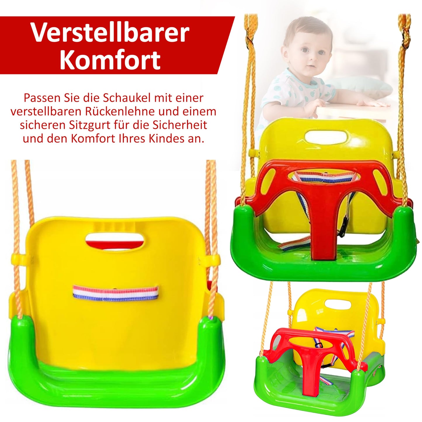 COIL Kids Swing Baby Swing Outdoor 3-in-1 Swing Baby Adjustable Kids Swing Indoor with Backrest Swing Indoor Kids Swing Seat Toddler Swing (C0348-Green)