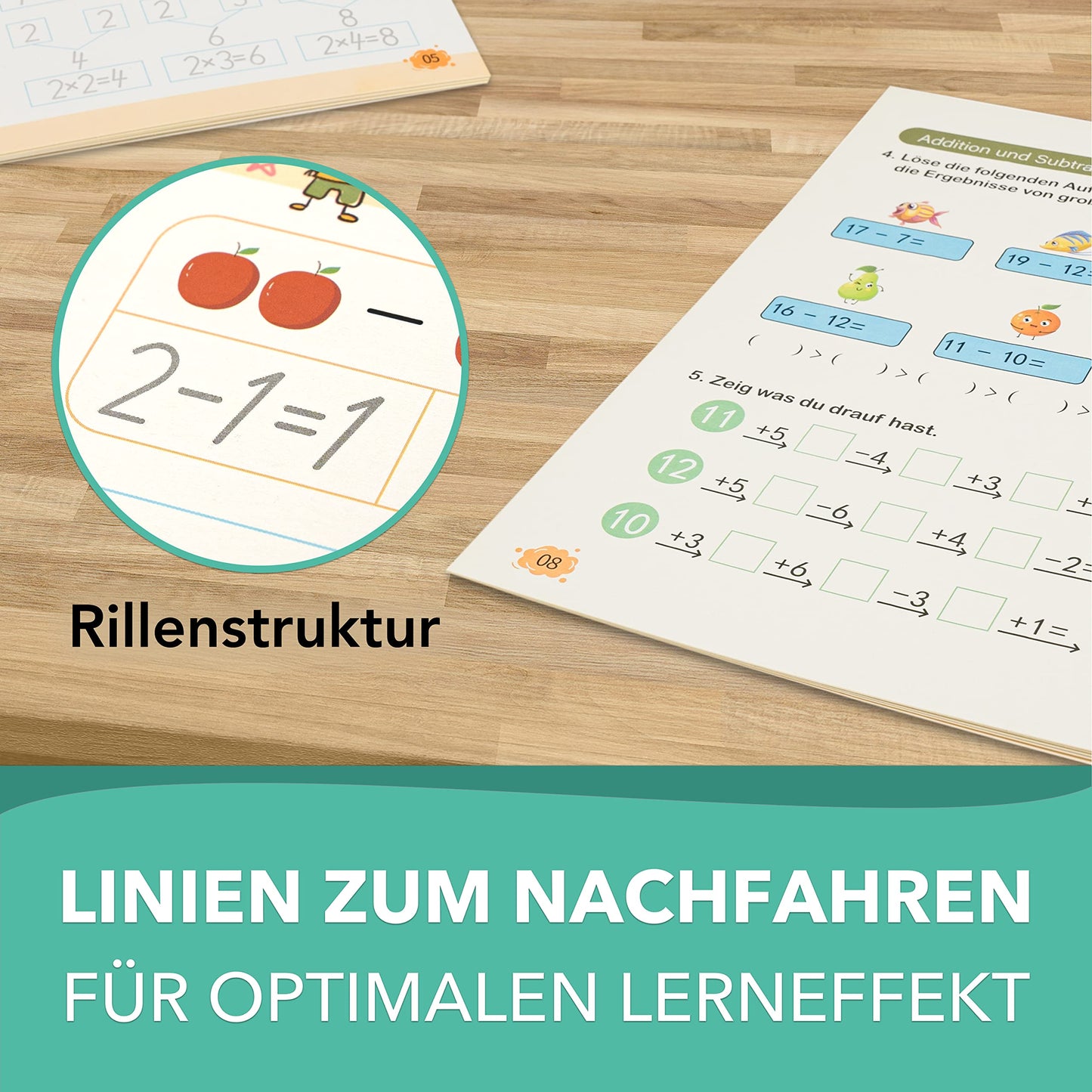 Filapen® 5 Piece Magic Exercise Booklets German I Reusable Exercise Booklets for Preschoolers I Preschool Reading Learning I Ideal for School Entry I Writing Learning I 26cmx18cm