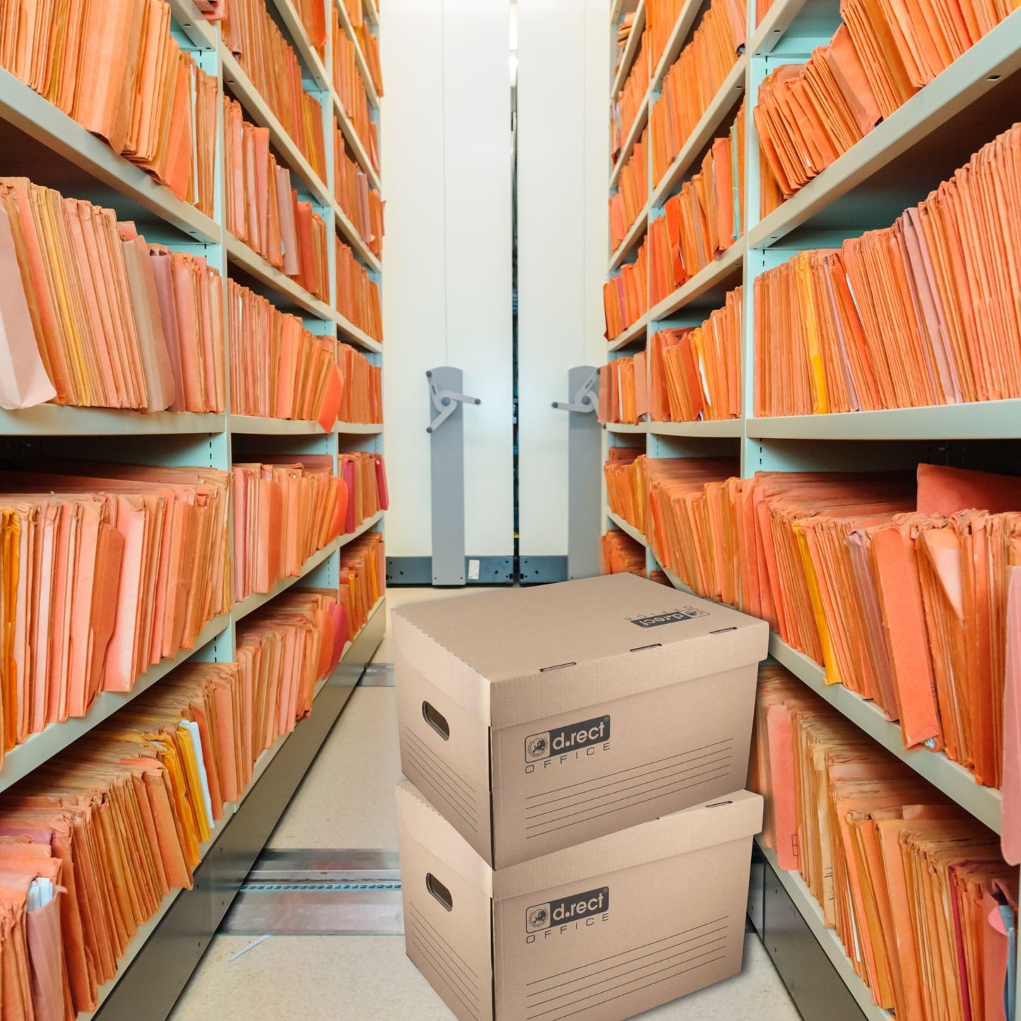 D.RECT 6 piece archive box 2100 storage box 431x333x294mm foldable lid box archive tray document box brown