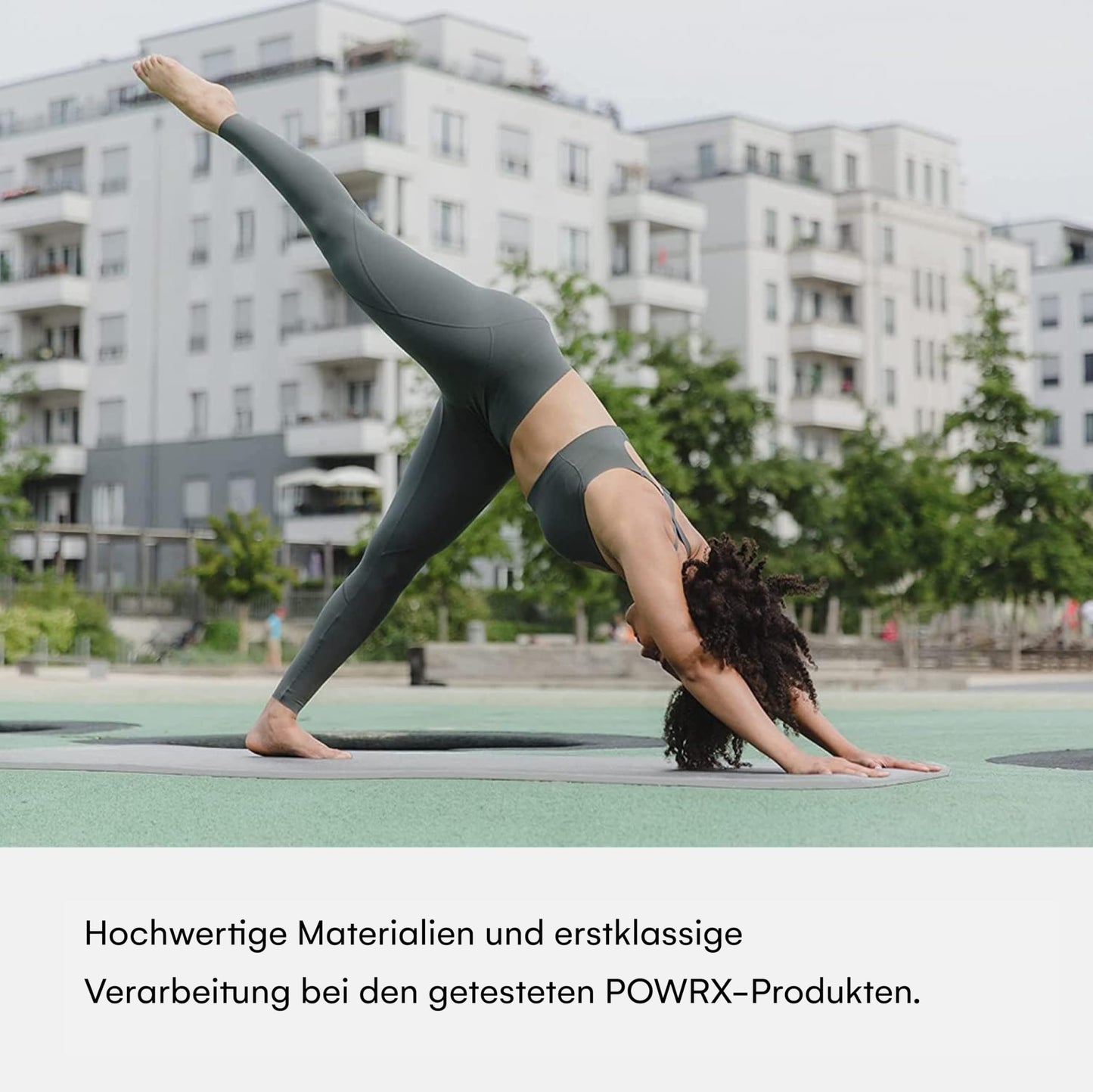 POWRX Gymnastics Mat I Yoga Mat (Gray, 190 x 60 x 1.5 cm) incl. carrying strap + bag + FREE exercise poster I skin-friendly sports mat, non-slip, phthalate-free.