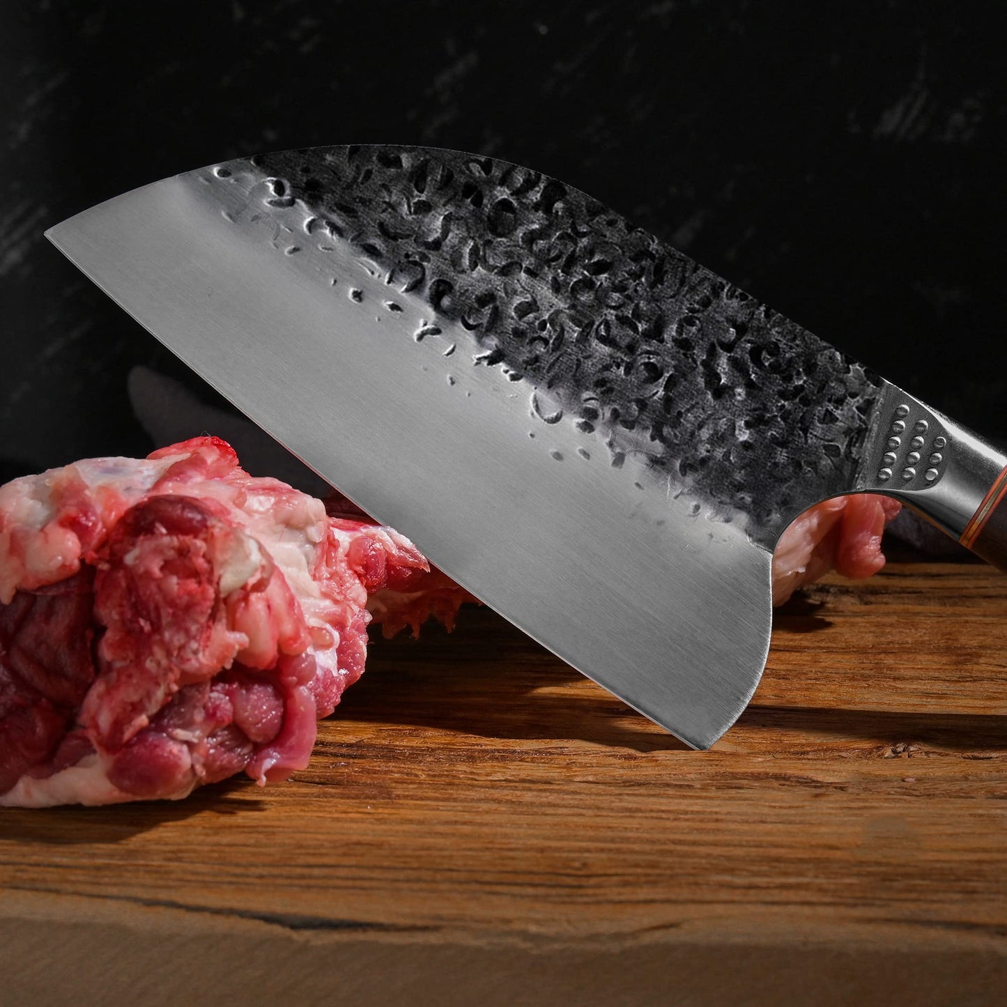 Promithi kitchen knife, chef knife, Santoku knife, utility knife, household knife, silver and black, stainless steel, 12 inches, 7.8 inches, 3.6 inches, 511 grams, forged, dishwasher-safe: No