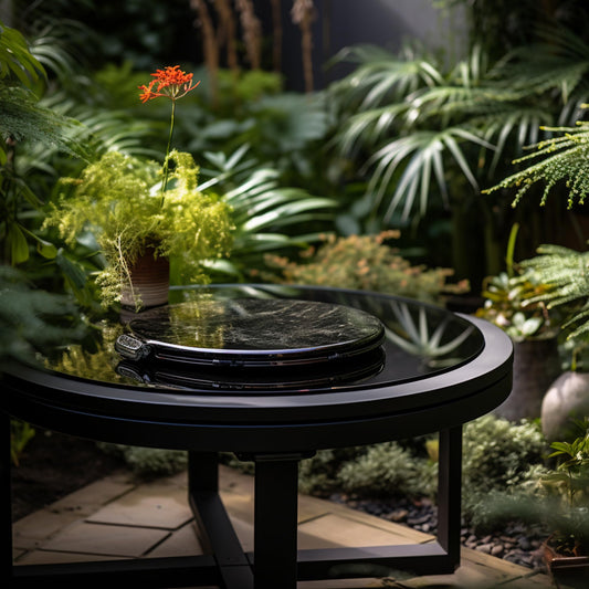 iomangio® Glass Table Top Round Ø 90 cm | Black tabletop made of tempered ESG safety glass | 8 mm thick - Perfect for DIY projects, glass tables, and as a fireplace glass plate