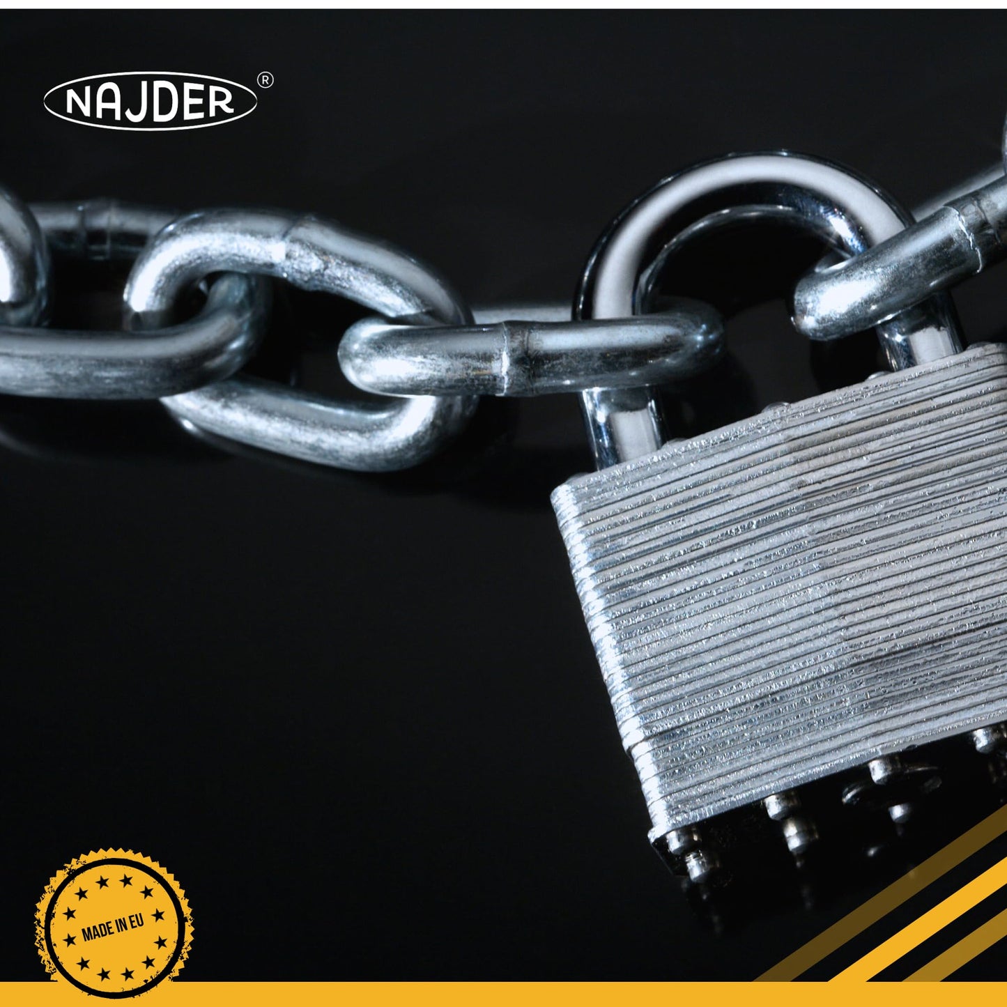 NAJDER stainless steel chain 5m, stainless chain, safety chain, chain for hanging chairs, barrier chains, Max 1180kg, 5mm x 5m, DIN 766, Thickness 5mm, Stainless Steel A4, Inox, AISI 316, Premium Quality