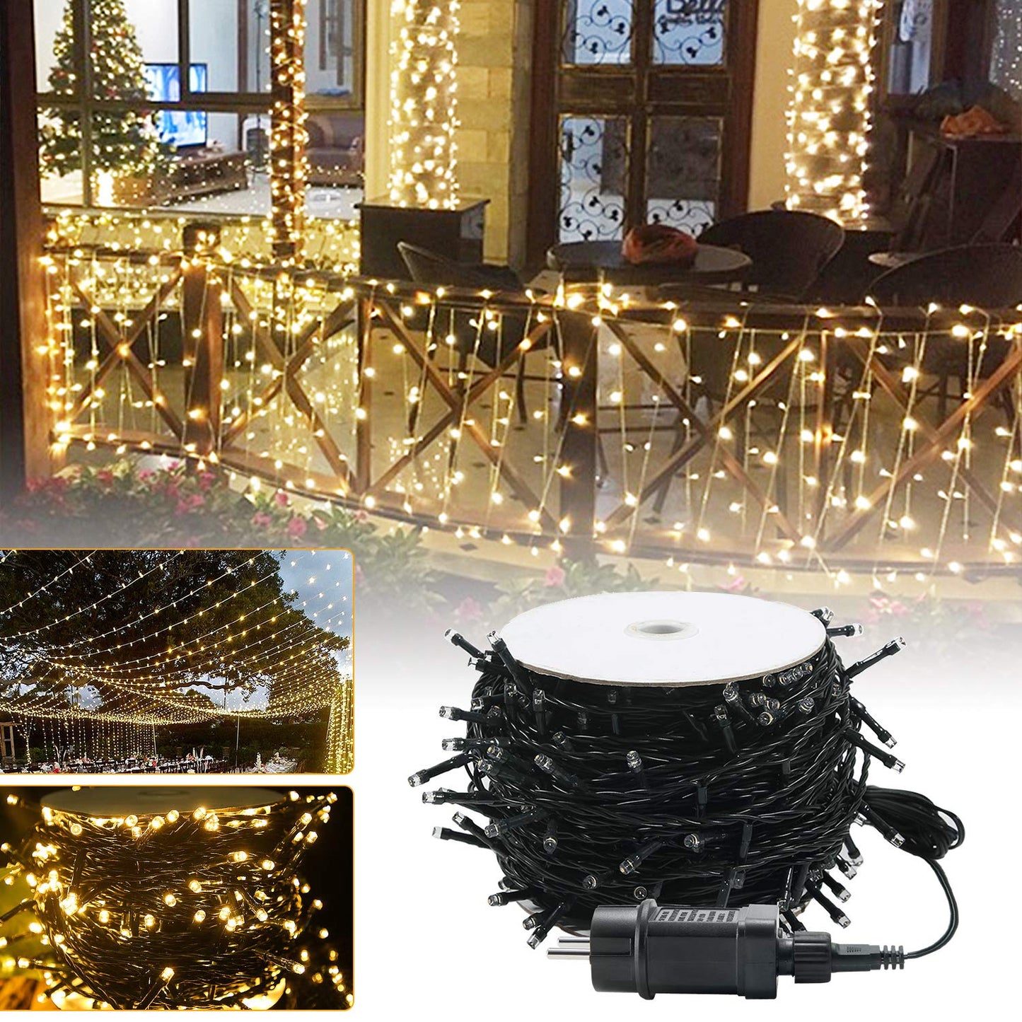 UISEBRT 80m 800 LED String Lights Outdoor Indoor Decoration for Christmas, Easter, Halloween, Wedding, Party, with 8 Lighting Modes, Waterproof IP44 (80m 800LED, Warm White)