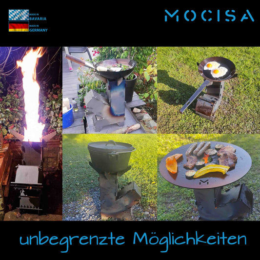 mocisa Rocket Stove | Emergency Stove | Camp Stove | Collapsible | BBQ | Dutch Oven | Fire Pit | Griddle | Wood Stove