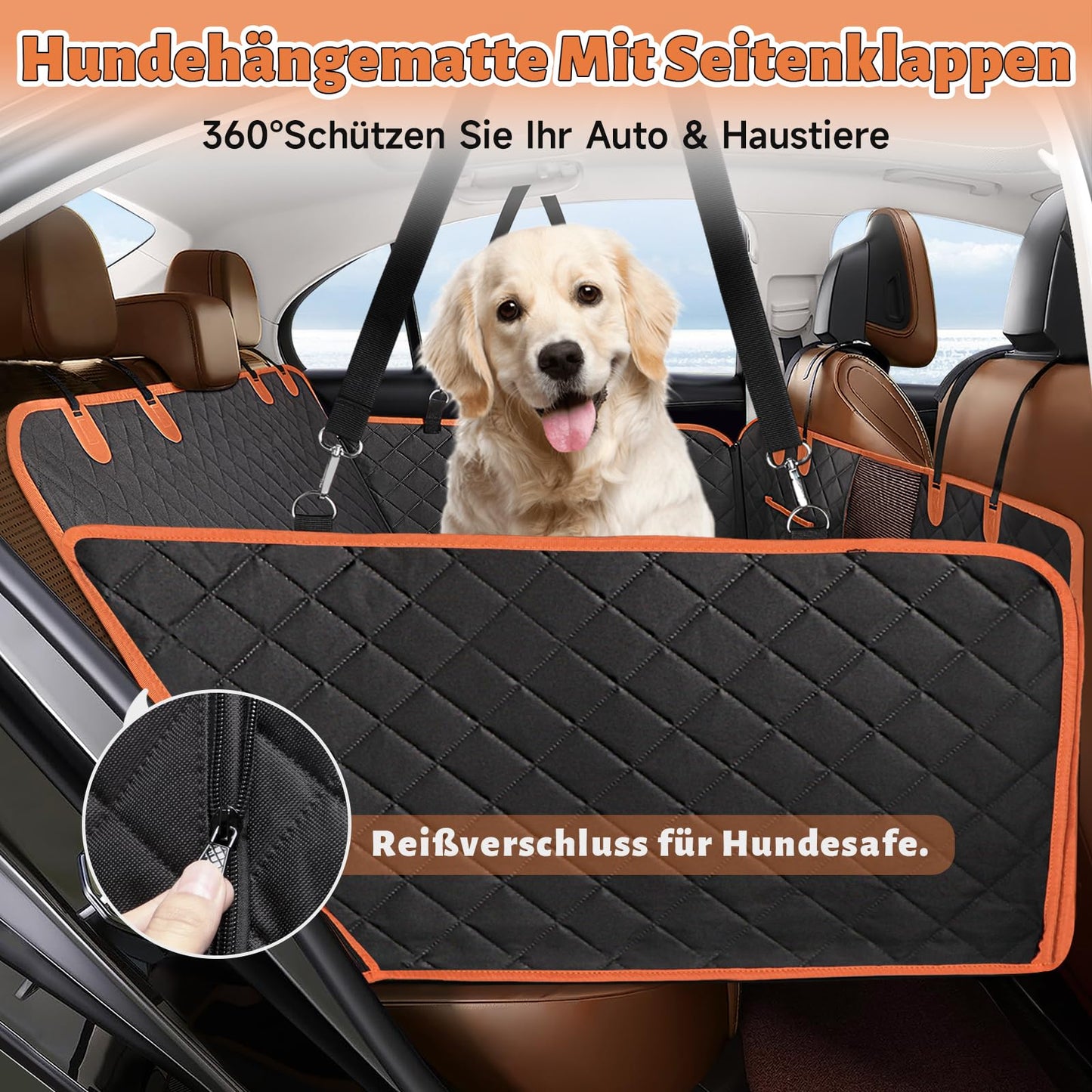 GL GLENSLAVE car seat cover for dogs, dog seat cover for backseat with mesh window, 100% waterproof car seat cover for car-truck-SUV travel camping mattress bed.