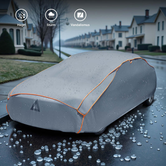 XPOtool Full Car Cover Size L 482x178x119cm Protection from hail, waterproof, paint friendly, car cover with air vents, reflectors, tension straps