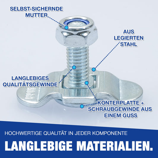 10 pieces of screw fittings for airline rail M8x20 500 daN end fitting end fitting single