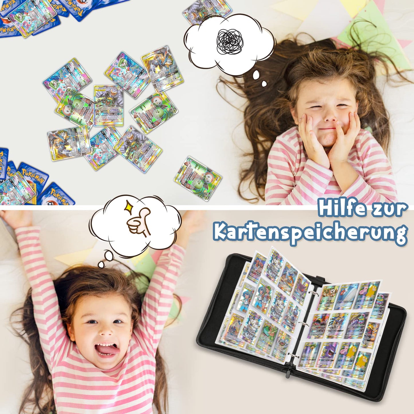 Card collection album, 900 cards capacity with 9 pockets on 50 pages. High-quality waterproof PU leather. Great gift for kids.