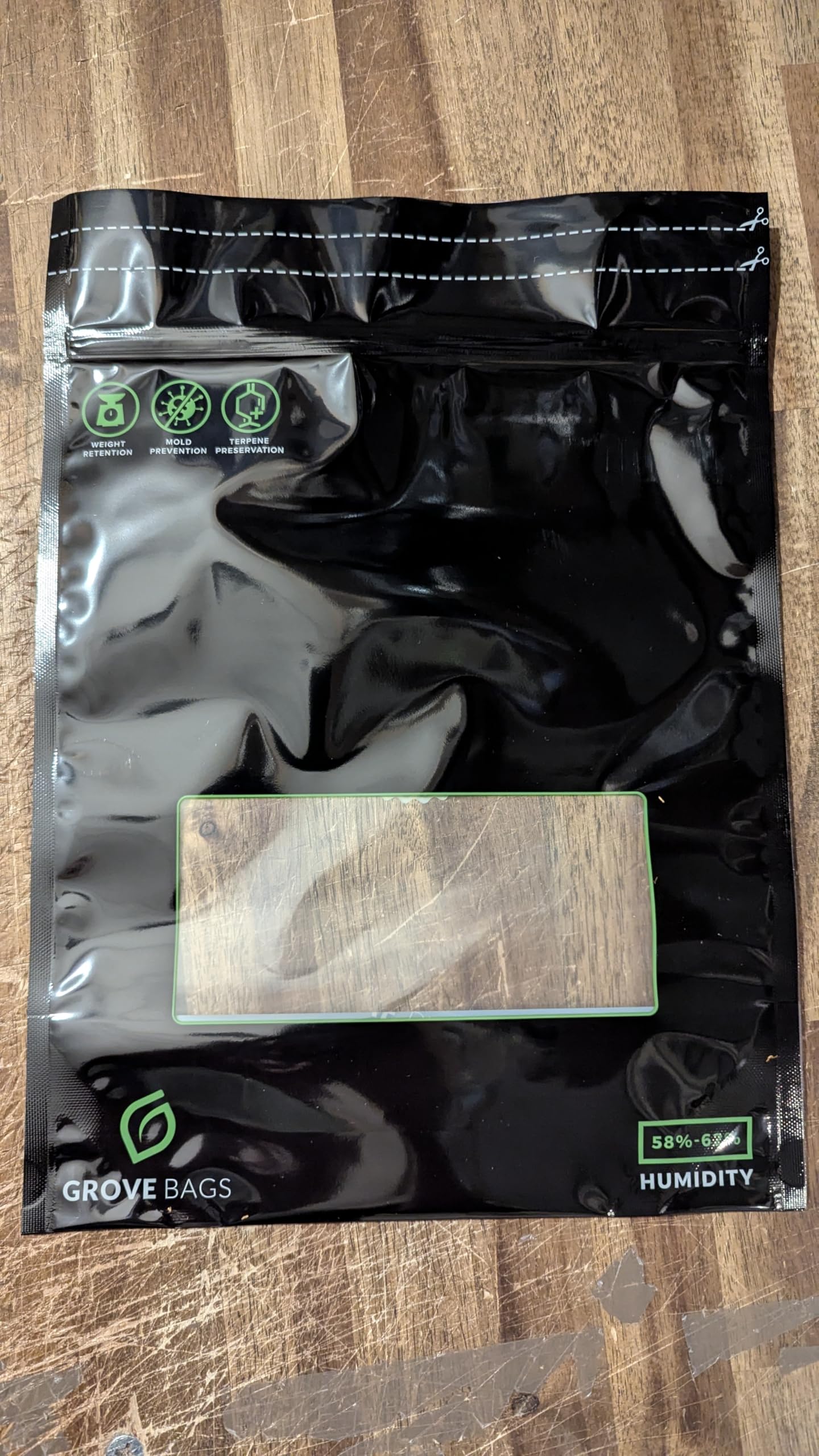 5 x Grove Bags Double Window Terploc 100 Gram Bags self-regulating microclimate 58-62% for fermenting, storing and preserving herbs.