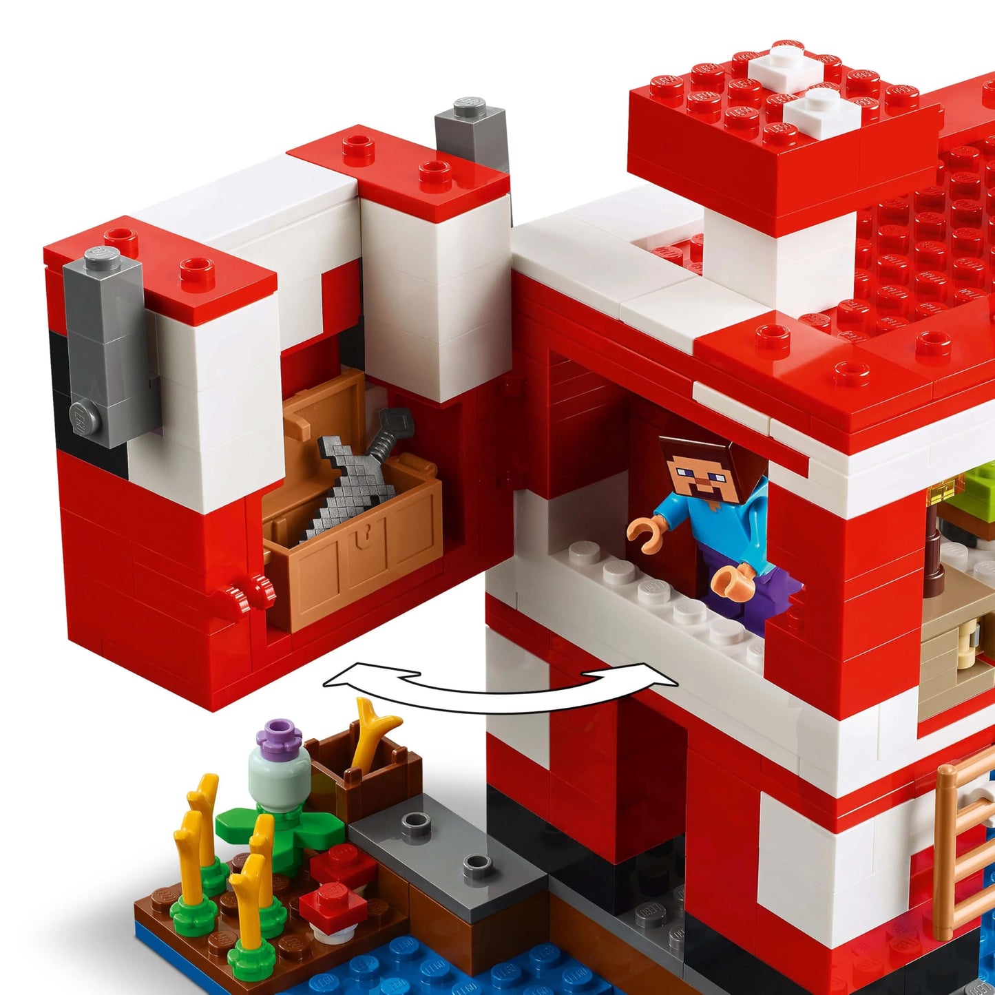 LEGO Minecraft The Mushroom Cow House - Gaming toy with Steve figure, Mobs, a crafting table and a farm - Interactive playset - Gaming gift for girls and boys aged 8 and up 21270