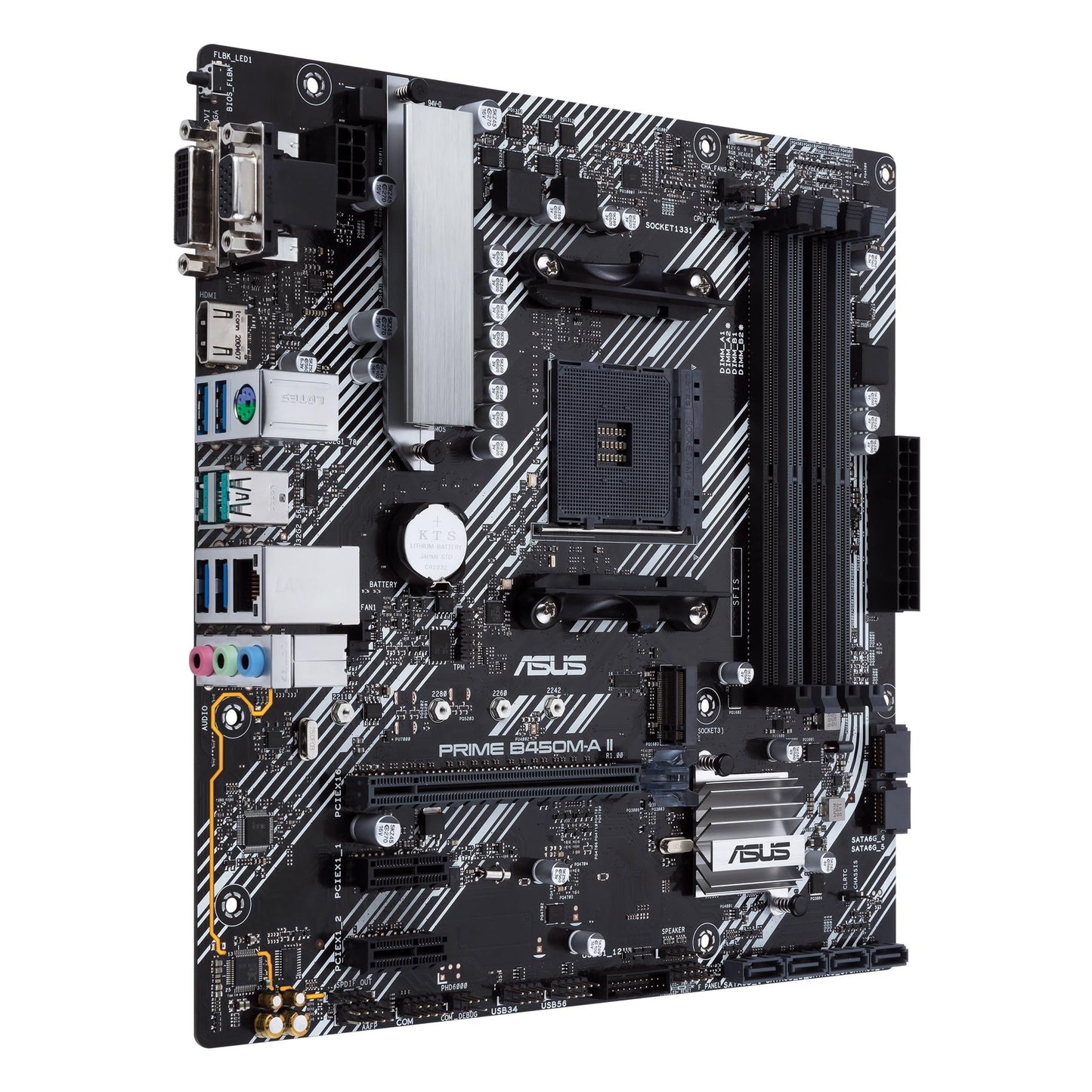 Asus Prime B450M-A II motherboard Socket AM4 (mATX, AMD Ryzen, DDR4 memory, M.2, SATA 6Gbit/s, USB 3.1 Gen 2 Type-A, Aura Sync)