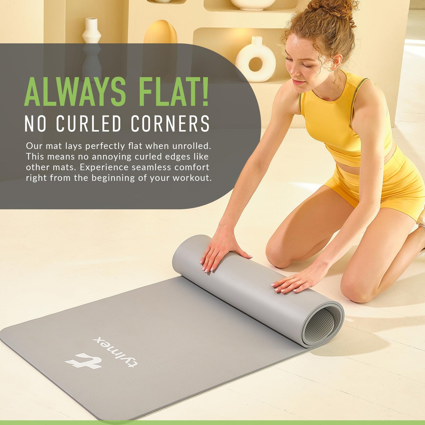 Tylmex non-slip yoga mat 8mm thick | Fitness, Pilates & gymnastics mat for home & outdoor | NBR sports mat with carrying strap & online exercise guide - Gray