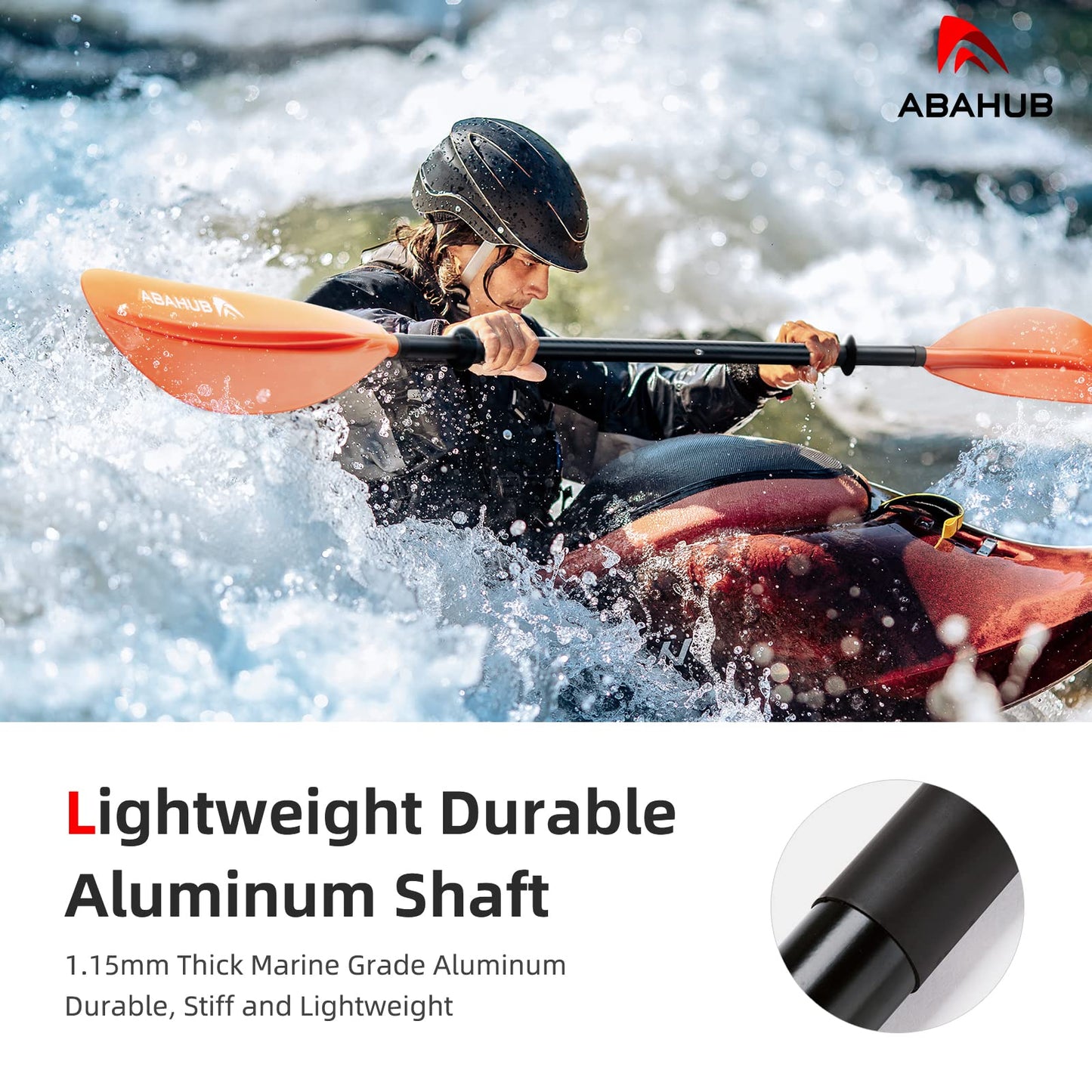 Abahub 218/230/241cm kayak paddle aluminum double paddle with paddle leash for kayaking rowing canoeing aluminum alloy shaft plastic blades black/white/red/blue/green/orange/yellow