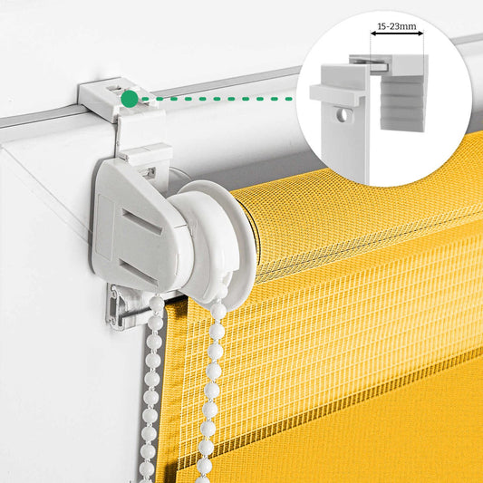 Estika Double Roller Blind Clamp Fix without drilling - 105 cm x 220 cm - Sunny - 27 fabric colors, day and night duo roller blind, blinds for windows without drilling, window privacy (105 cm fabric width)