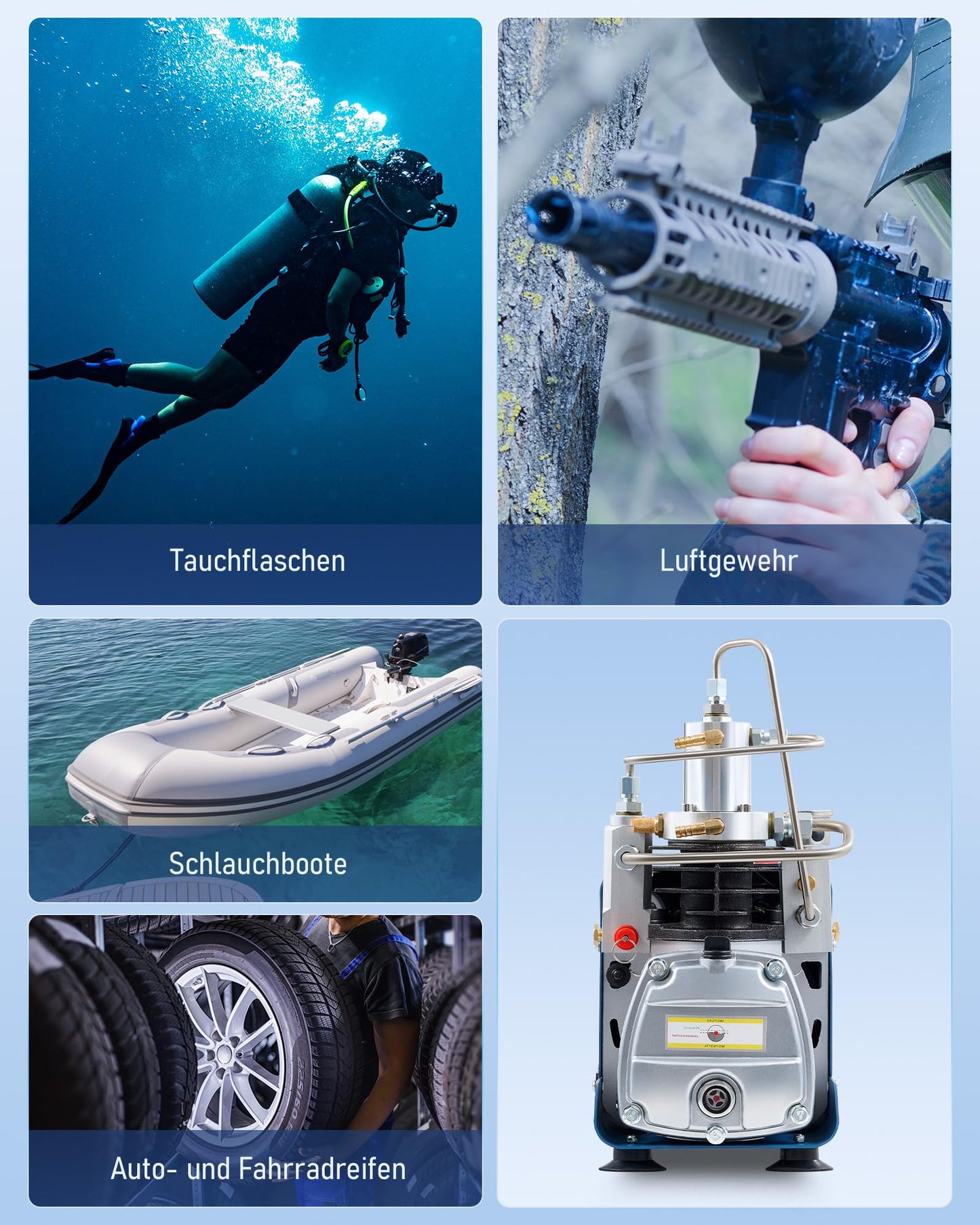 CREWORKS PCP Compressor 300bar Air Compressor 4500PSI High Pressure Pump 1800W Compressor High Pressure 30Mpa Dive Compressor Manual Stop for Paintball Air Rifle PCP Gun Air Pistol Diving Cylinder