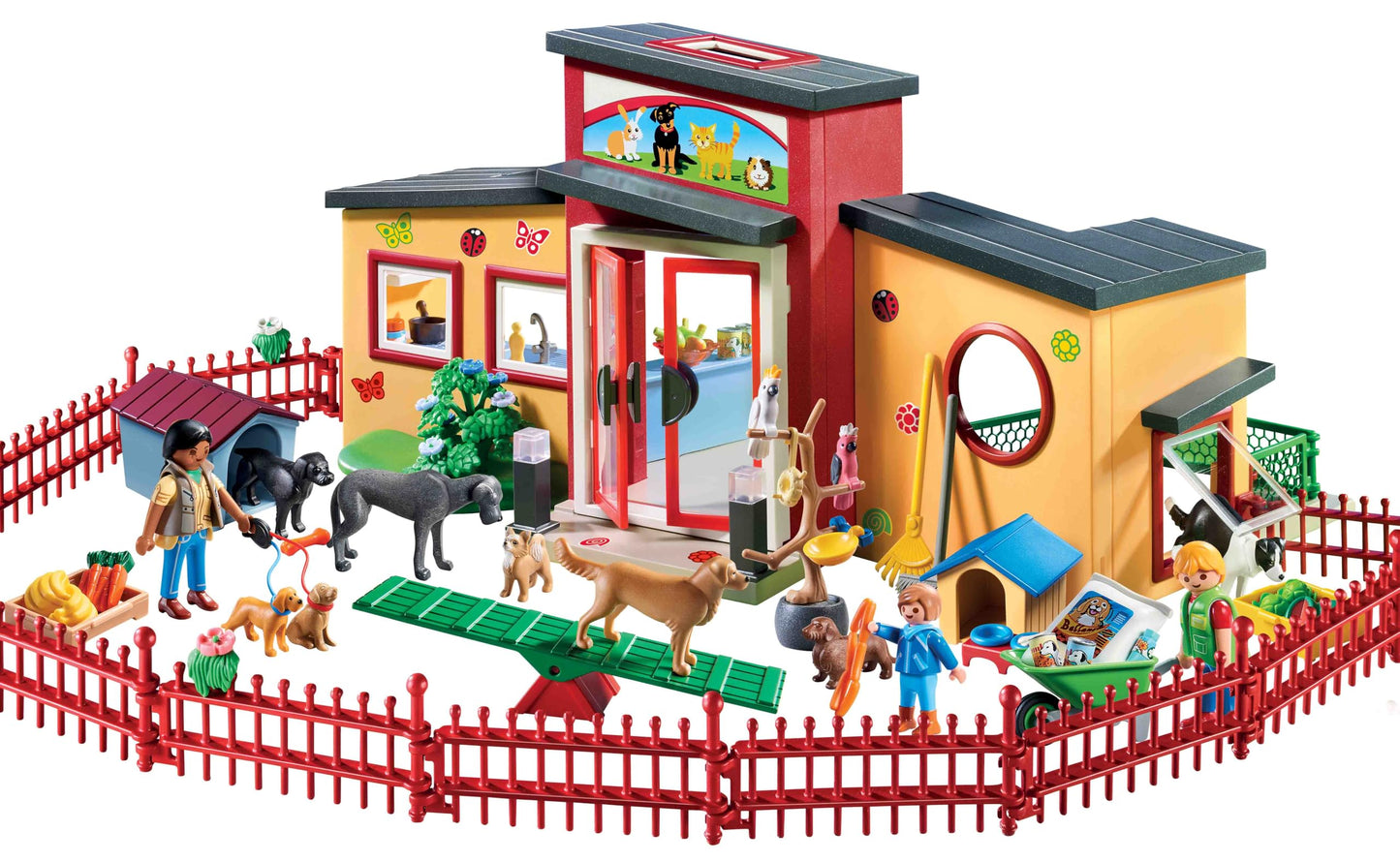PLAYMOBIL MyLife 71599 Animal Hotel 'Paw', large pet hotel with 10 animals, great care accessories and cute decorative stickers, detailed toy for children aged 4 and up