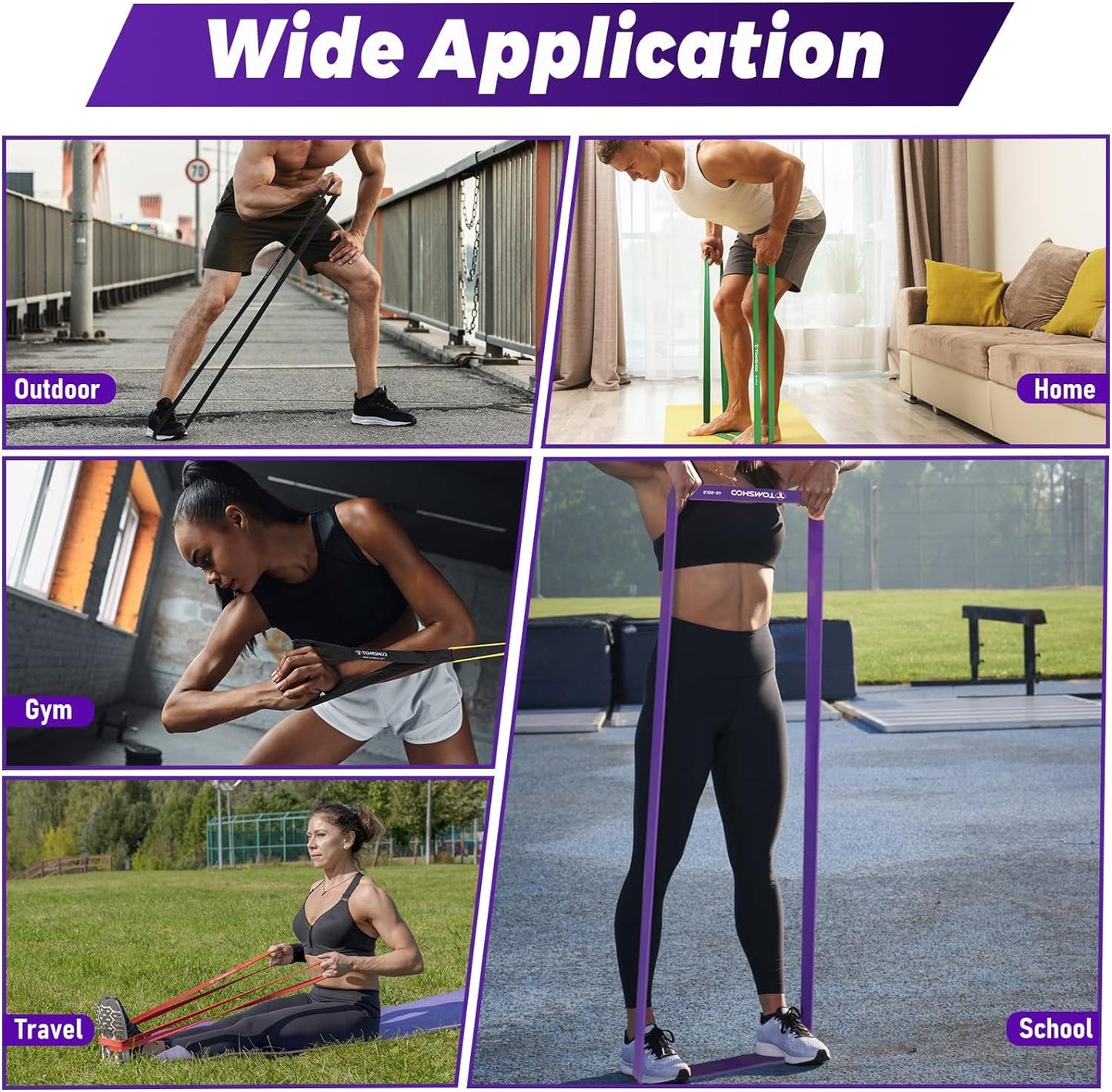 TOMSHOO Resistance Bands Set, Fitness Bands Pull-up Band Training Band with Door Anchor, Handles, Storage Bag, Multiple Resistance Levels, for Strength Training, Stretching