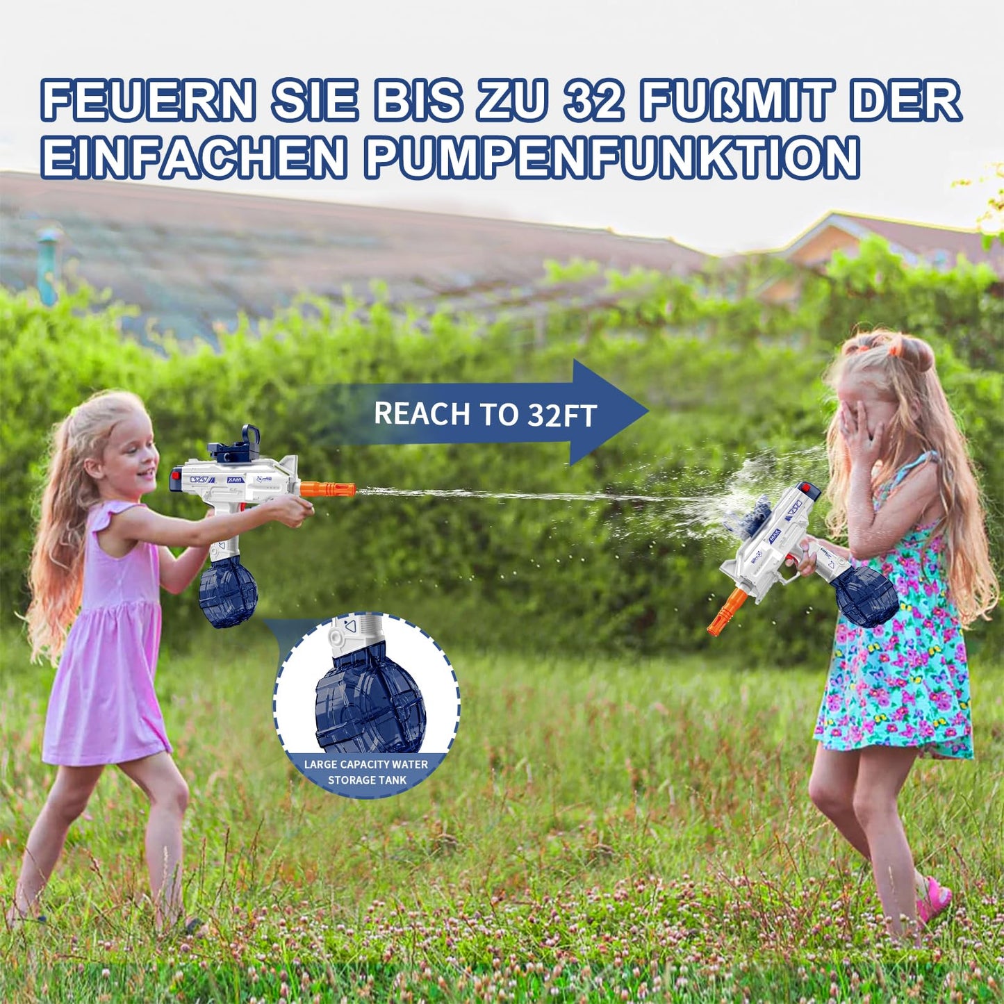 Maxee Electric Water Gun, Uzi-SMG Toy Water Guns, One-Button Automatic Water Sprayer for Kids Adults Summer Pool Party Beach Outdoor