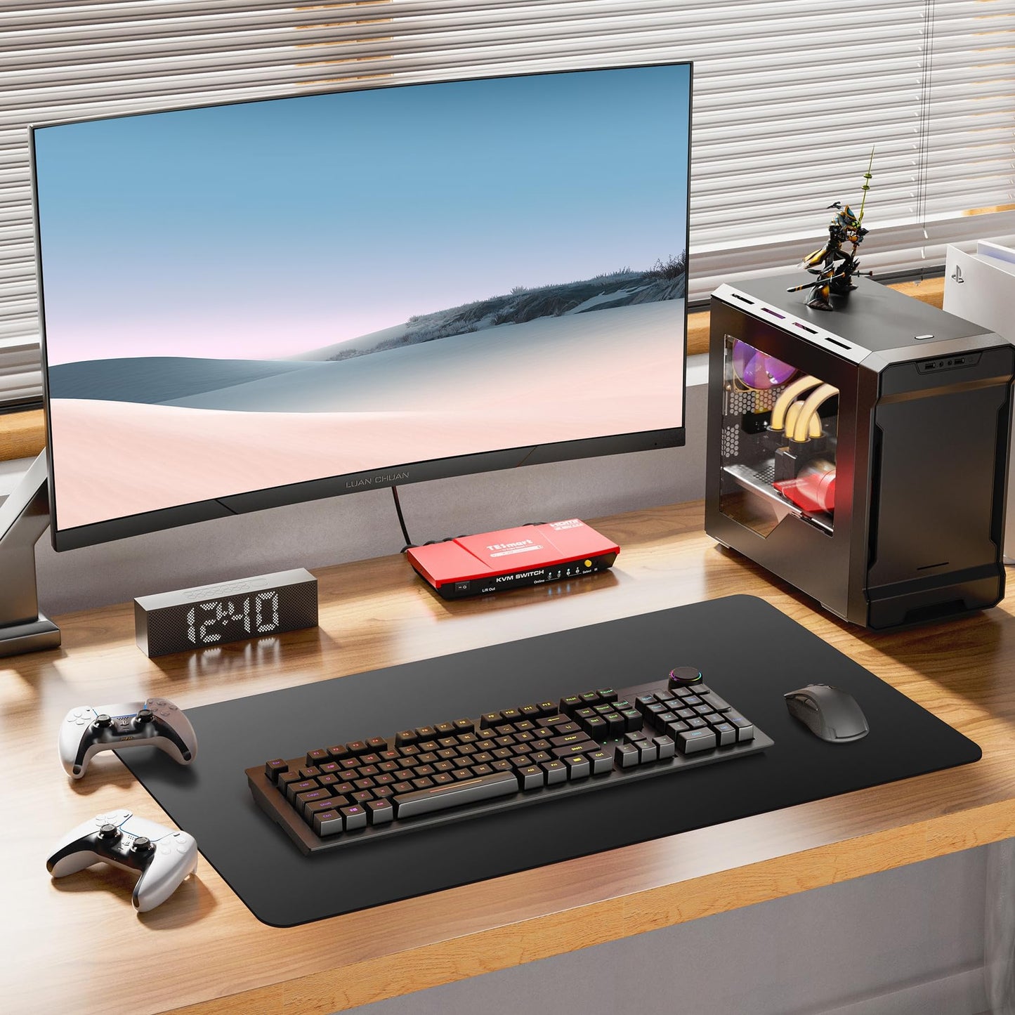 BUBM Desk Pad 120x60cm, Premium Leather Mouse Pad, Non-Slip Table Pad Writing Pad, Multifunctional Office Mousepad Desk Accessory for Office & Home Office (Black)