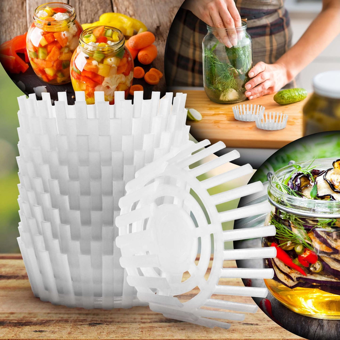 KADAX fermentation weight for preserving jars, plastic fermentation lid, food weight with net for sauerkraut, kimchi, and pickles, fermentation aid (fi 100mm / 40 pieces)