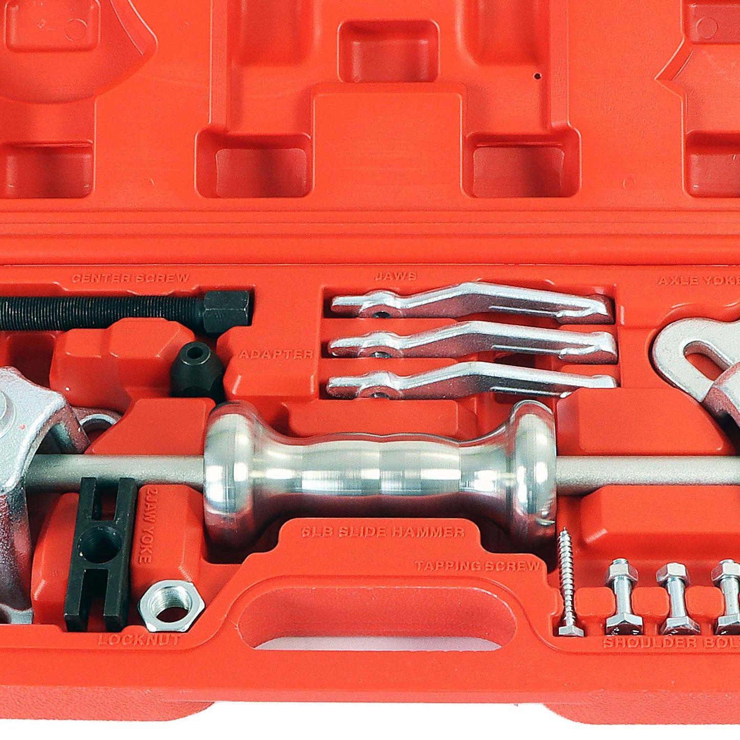 Wiltec puller set for wheel bearings and wheel hubs, for 4 and 5-hole with wheel hub, with slide hammer, as internal puller or external puller.