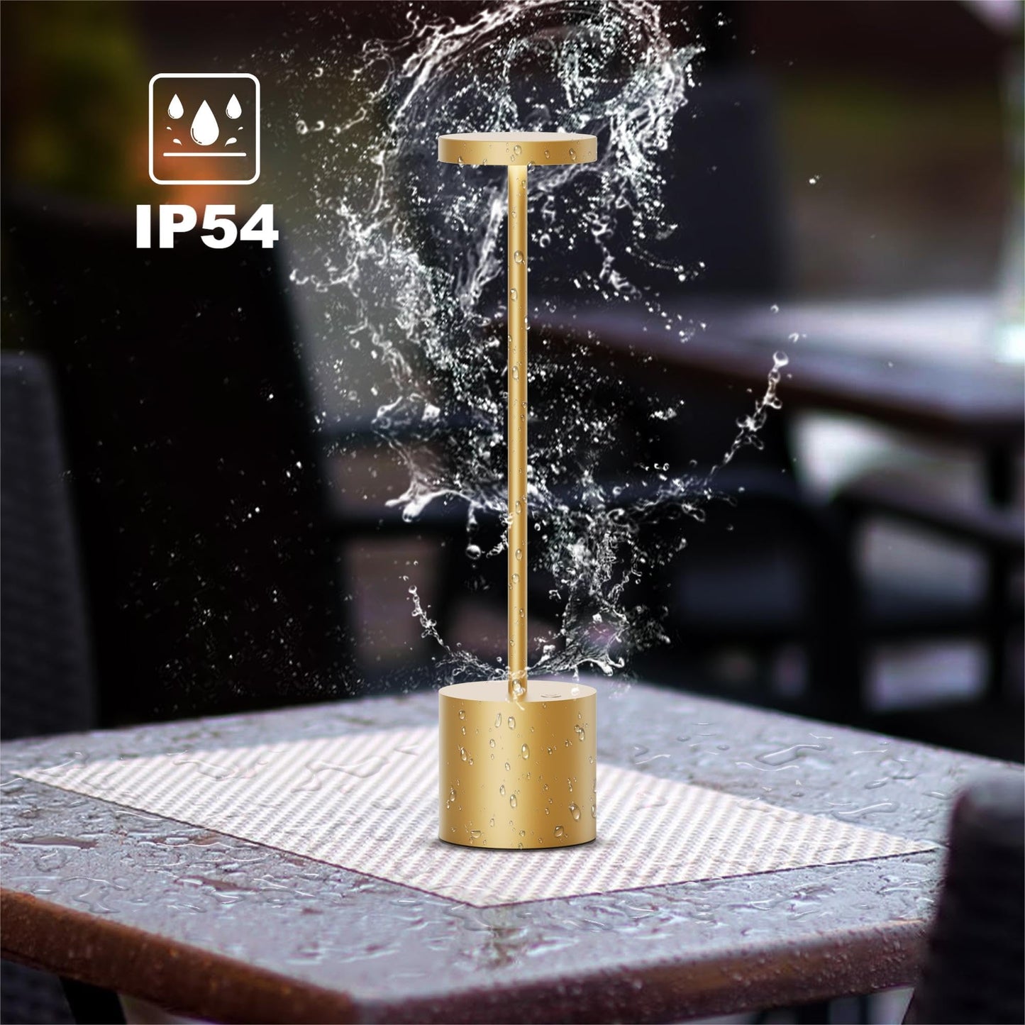 SLSMD Cordless Table Lamp, 5000mAh Metal Aluminum Dimmable LED Battery Table Light, Portable USB Rechargeable Bedside Lamp, Suitable for Indoor Outdoor Dining Room Bar Patio (2 Gold)