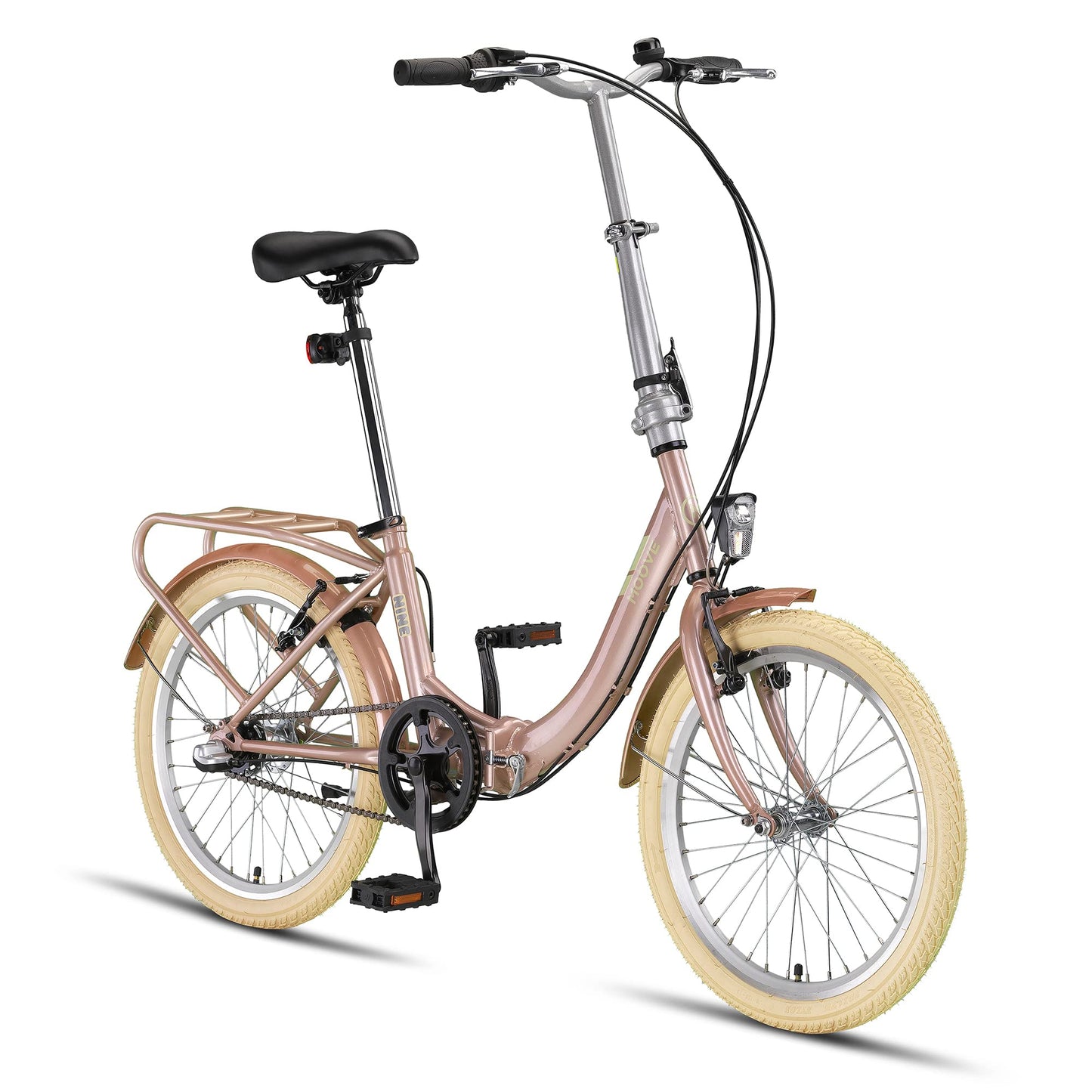 PACTO Nine - Dutch-Style Comfort Folding Bike 27cm Steel Frame Bicycle 20 Inch Nexus 3 Hub Gear Foldable Folding Bike for Adult Men Women