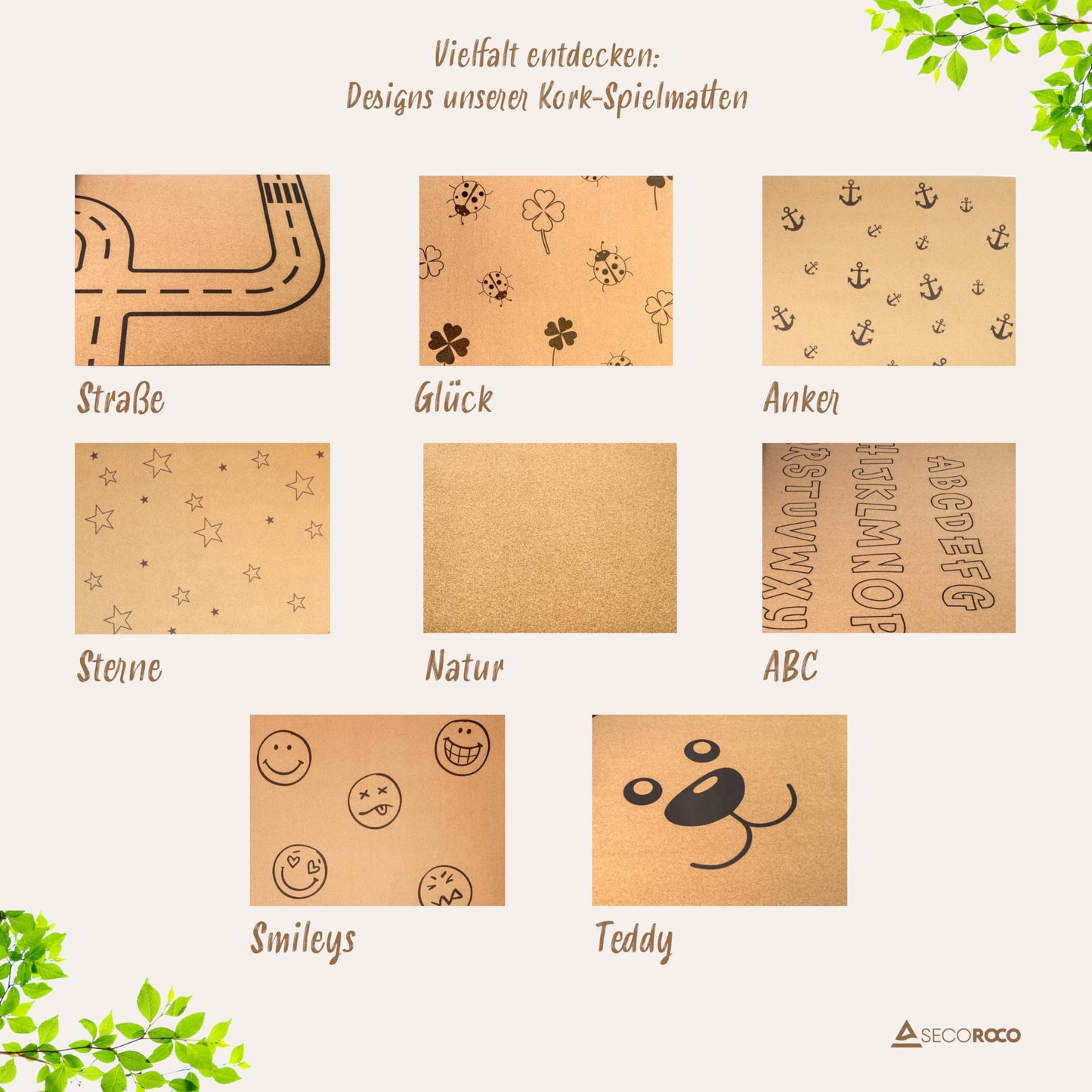 Cork play mat. Non-toxic crawling mat for babies and kids. Road 160x110 cm.